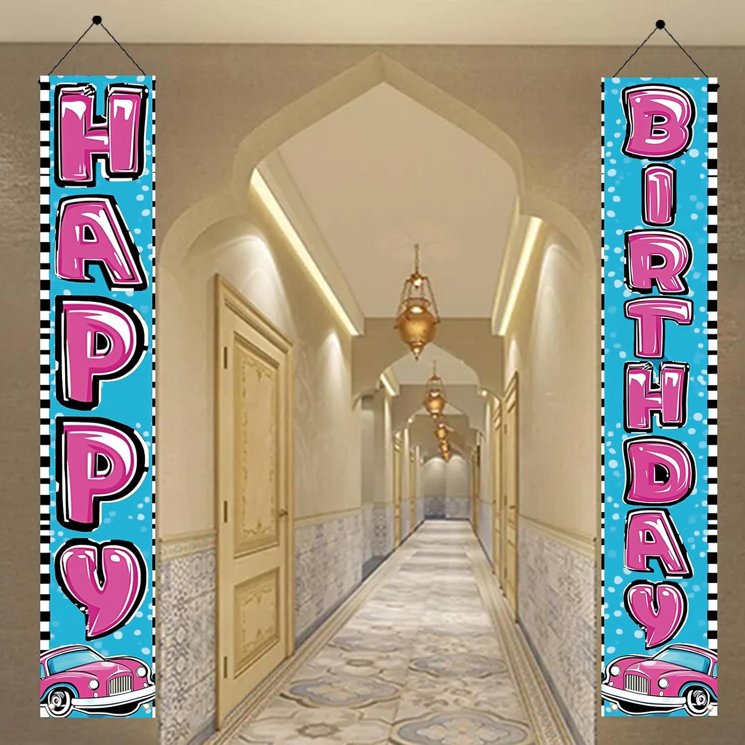 Starlit Patio Car Theme Birthday Decor Banners Set