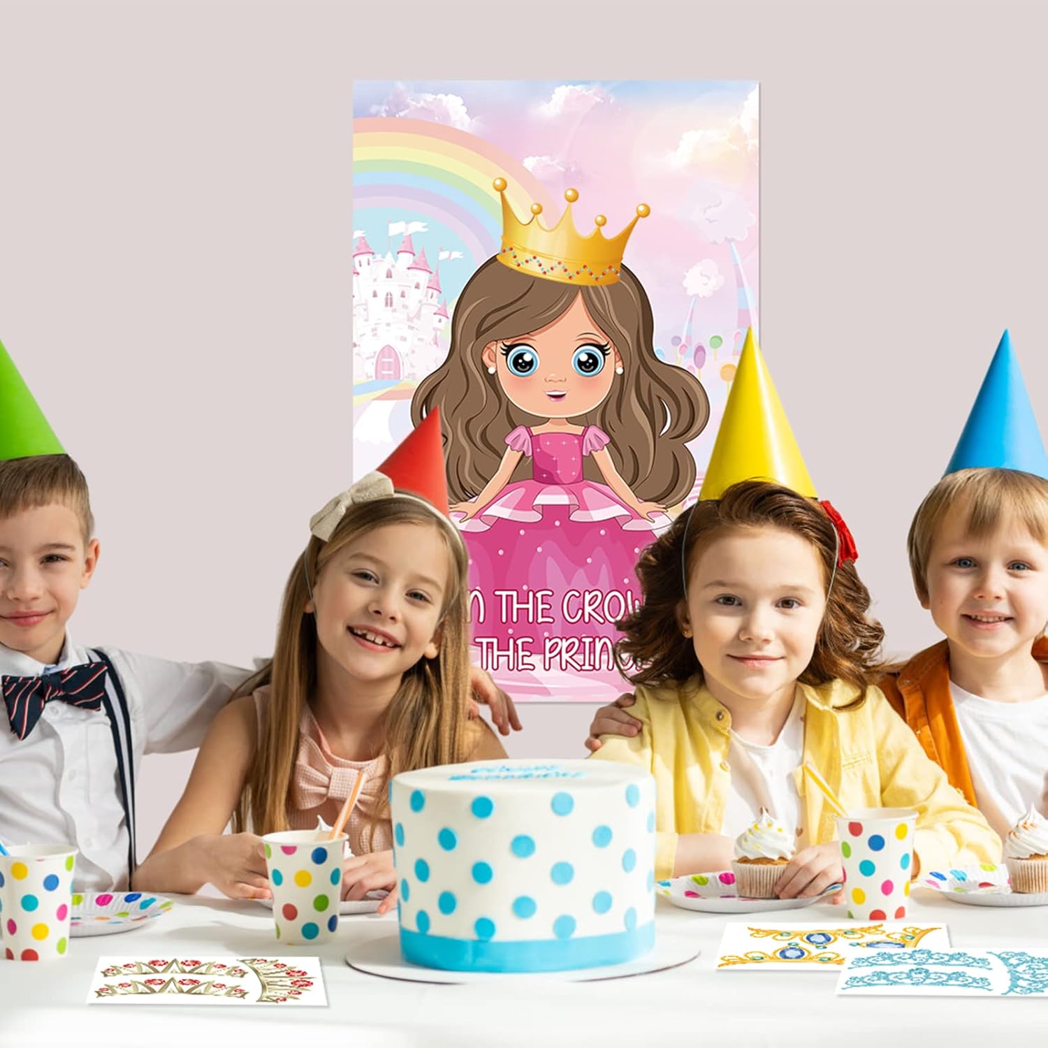 Hooqict Pin The Crown Princess Party Game Set