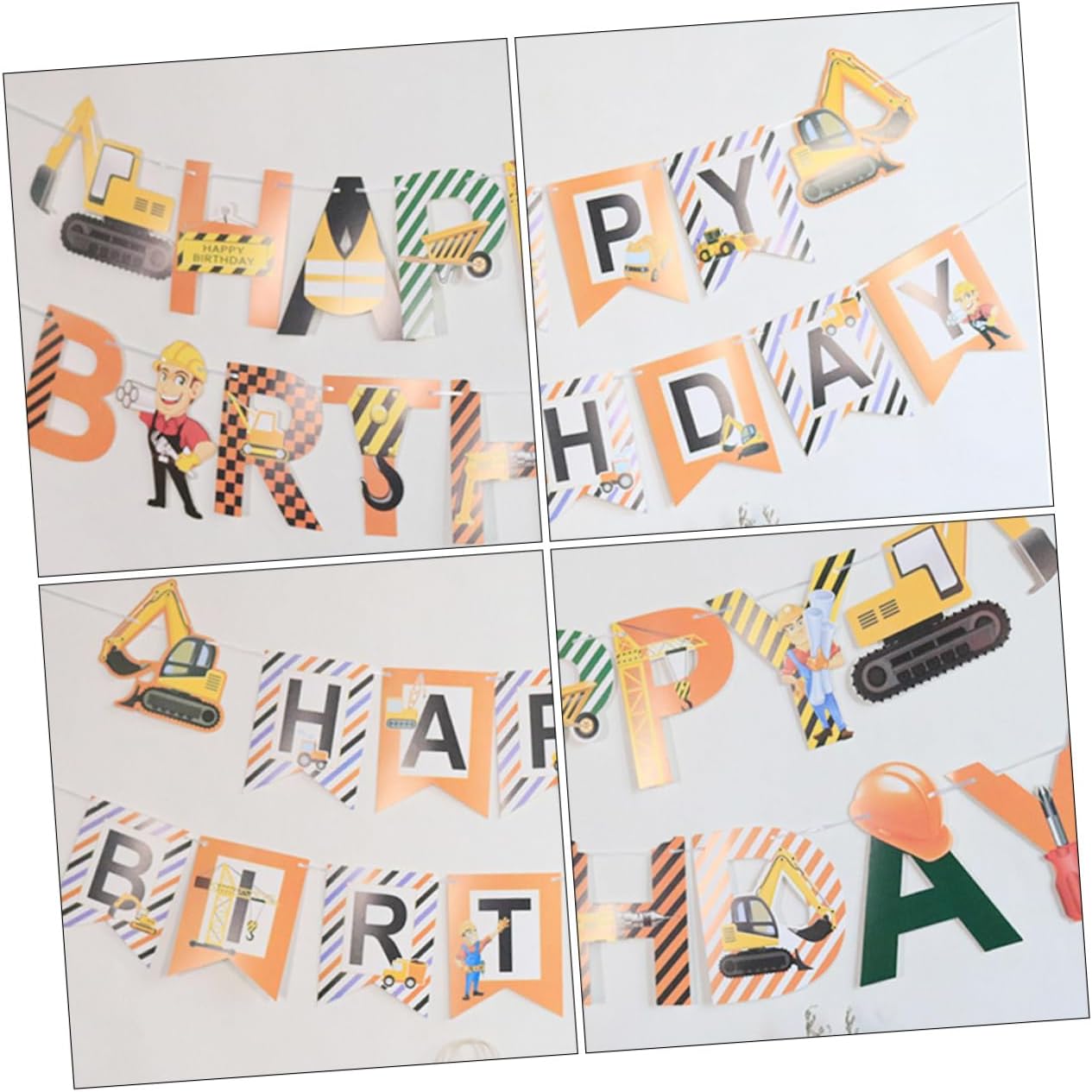 2pcs Excavator Themed Birthday Banners for Boys and Girls