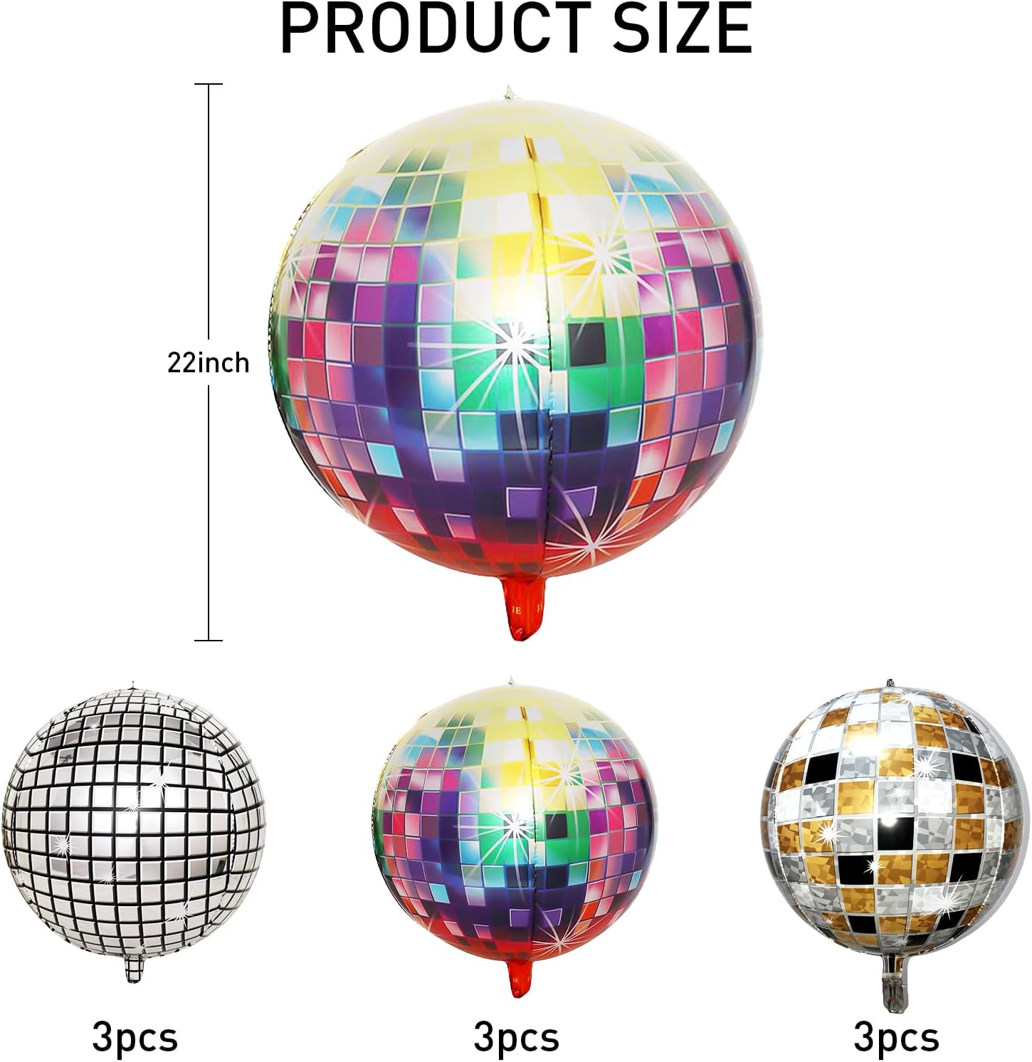 Kaluofan 9PCS Disco Balloons 22 Inches 4D Colorful