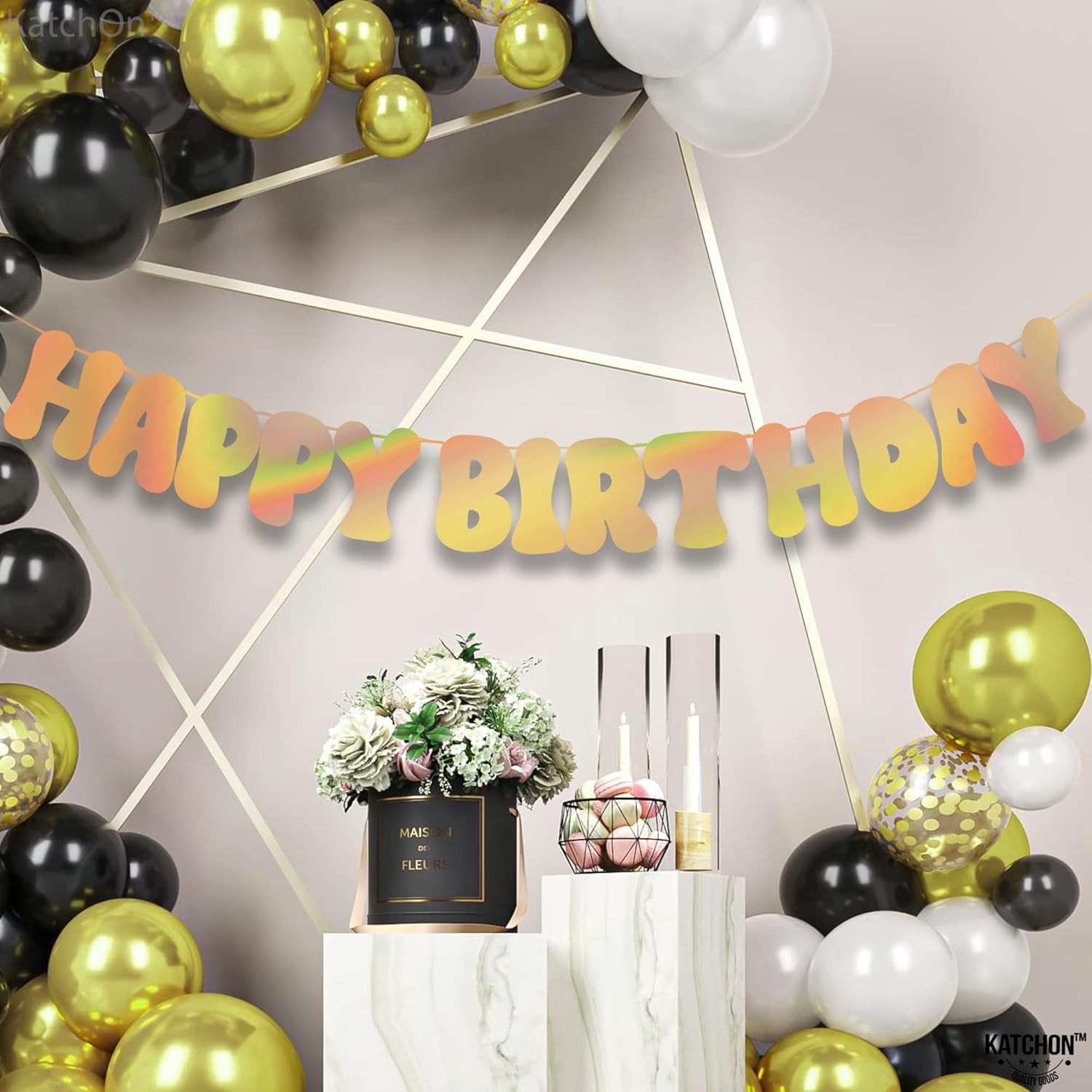 Iridescent Gold Happy Birthday Banner 10 Feet Prestrung