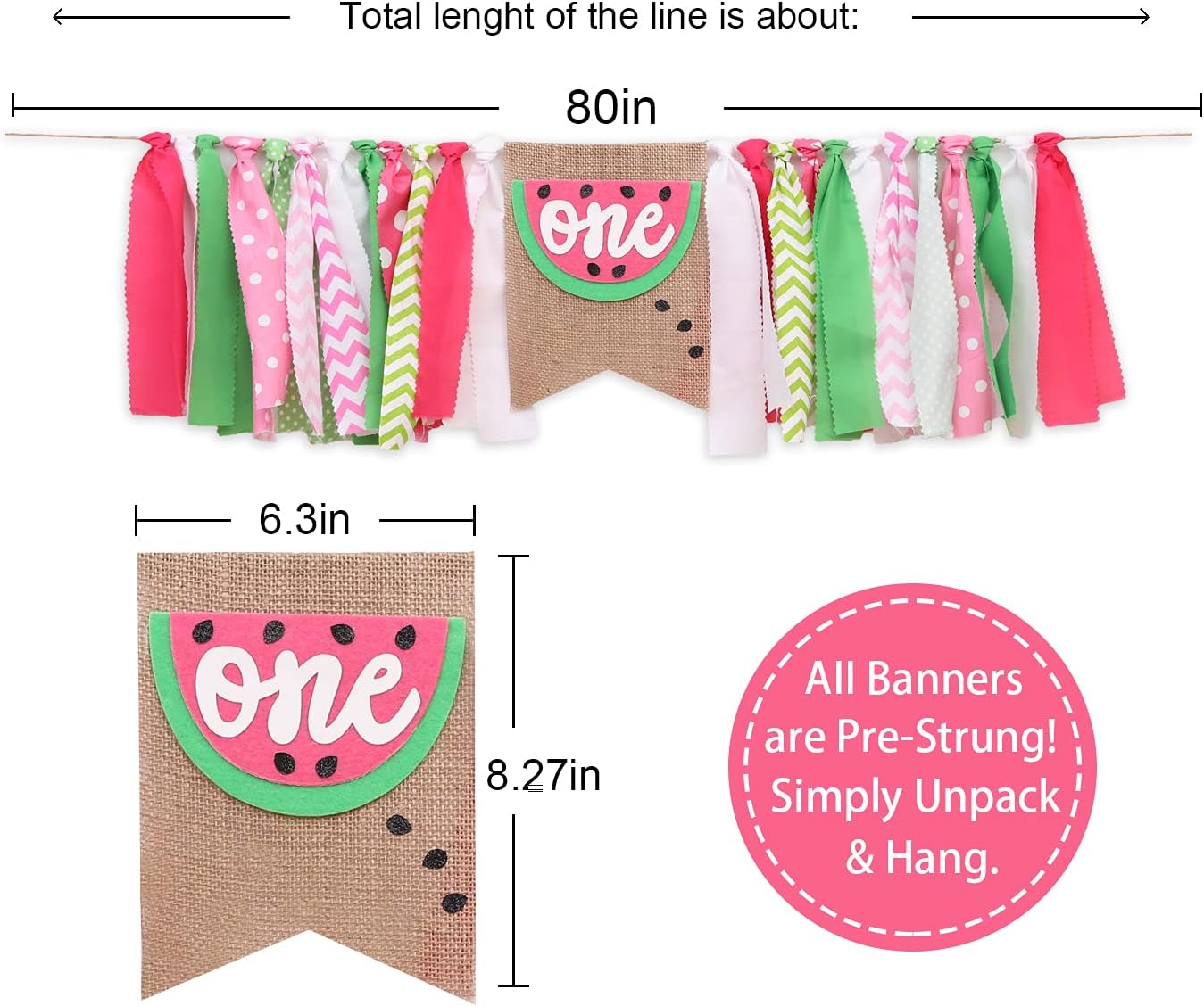 Watermelon Birthday High Chair Banner