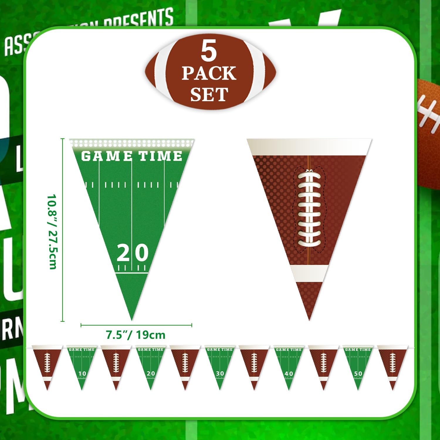 5 Packs Football Birthday Banner Party Decorations