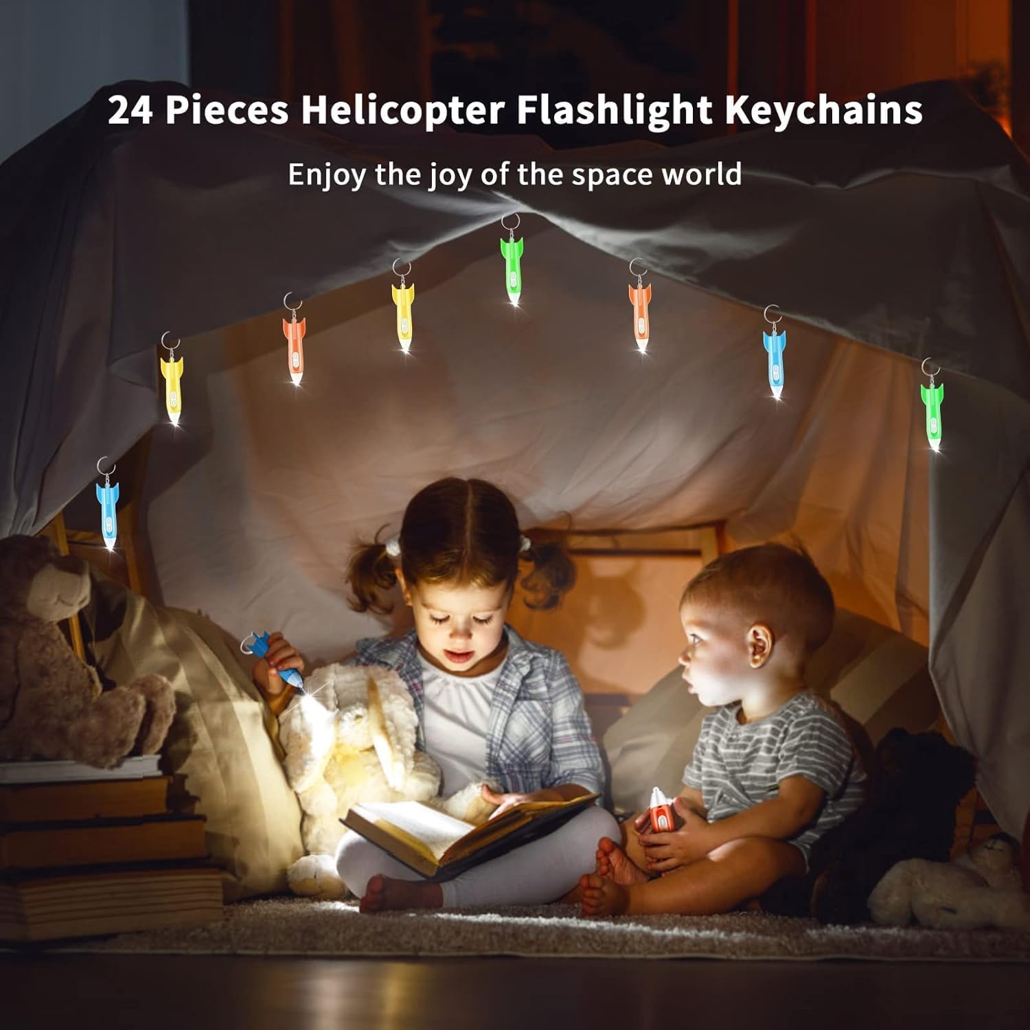 24 Pcs Helicopter LED Flashlight Keychain for Kids