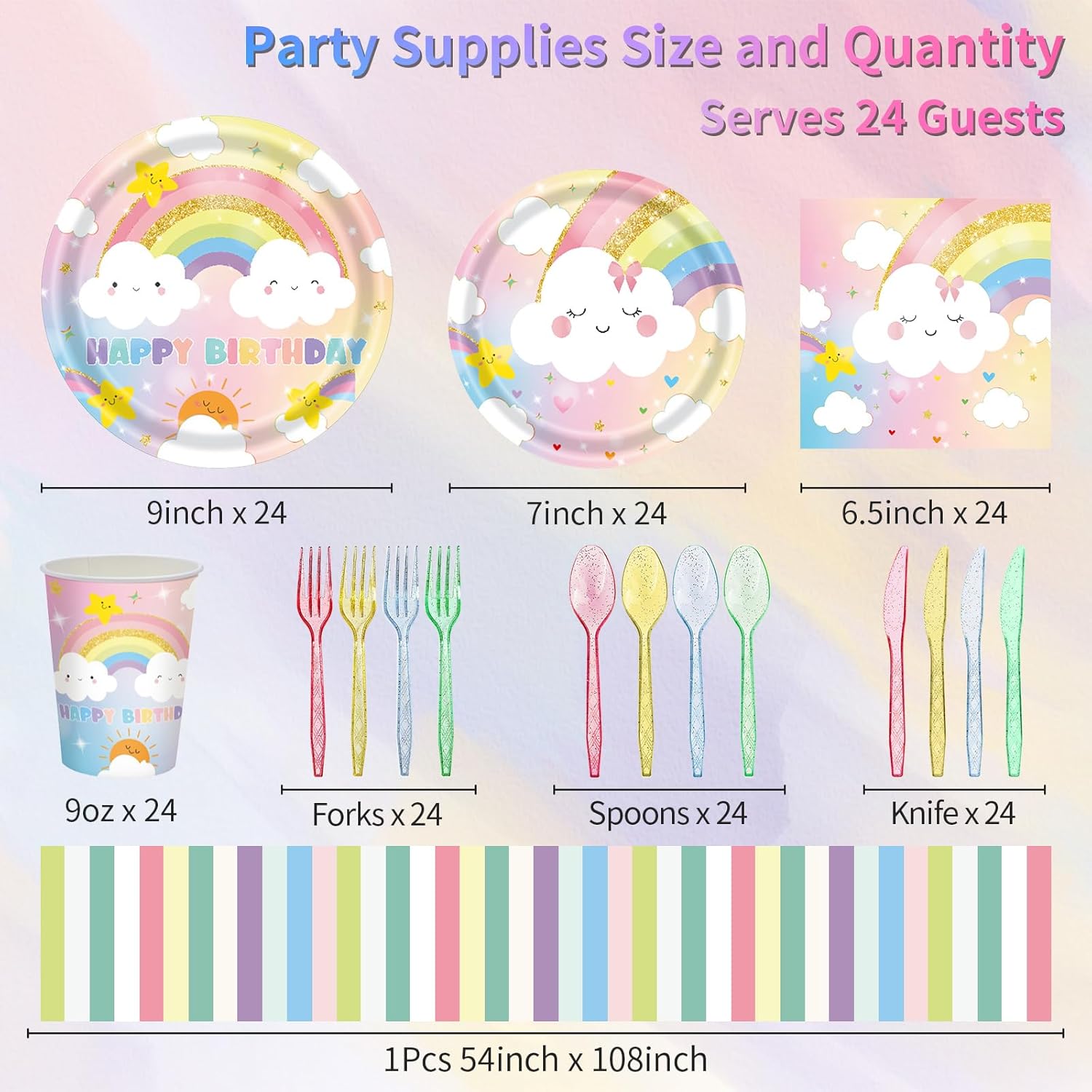 169 PCS Rainbow Party Decorations for 24 Guests