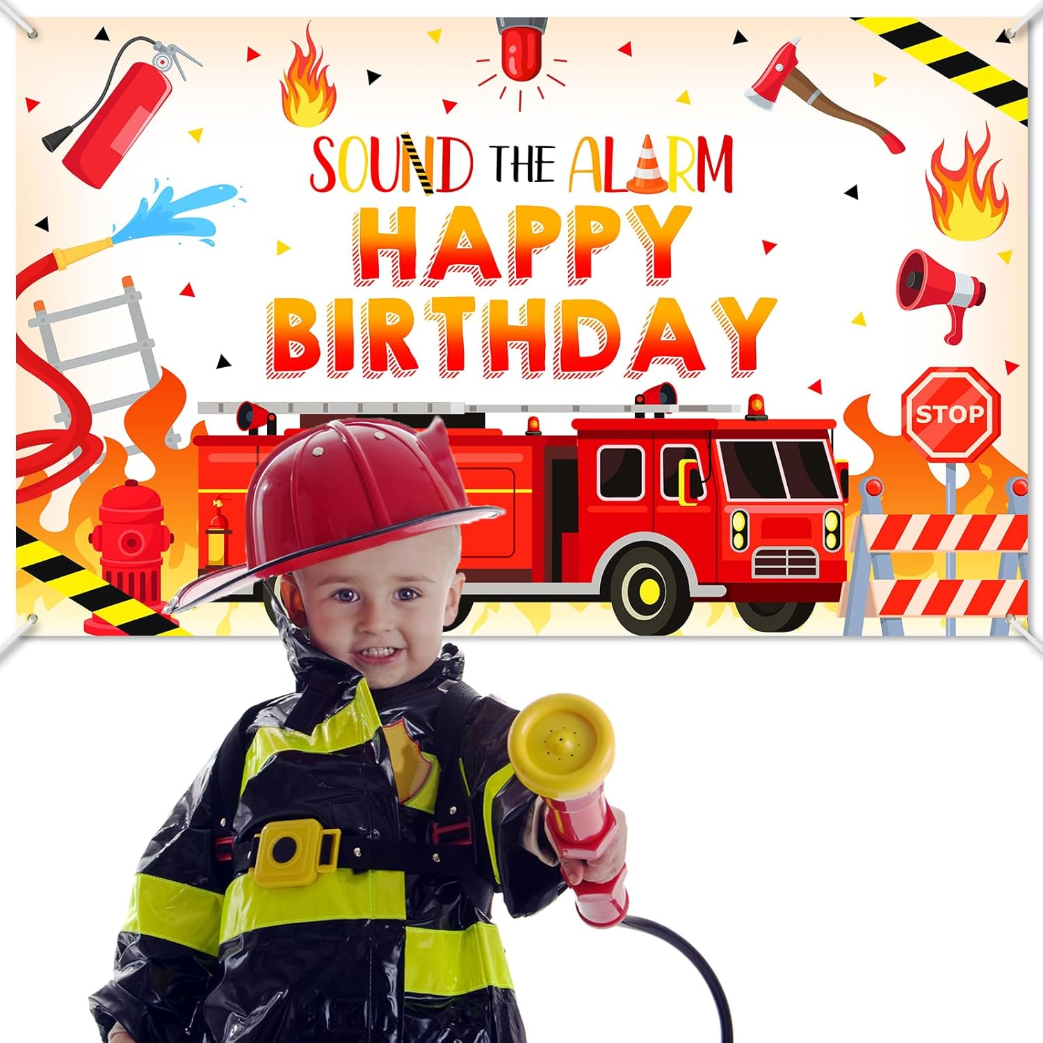 Avezano Firetruck Birthday Banner 6x36ft