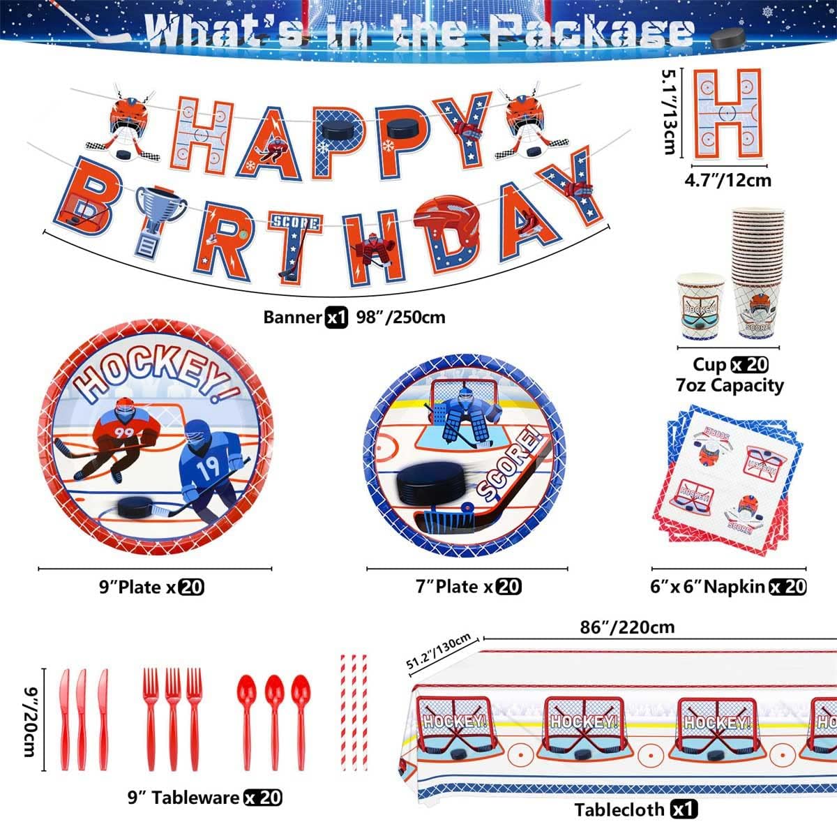Hockey Party Supplies Set for 20 Guests