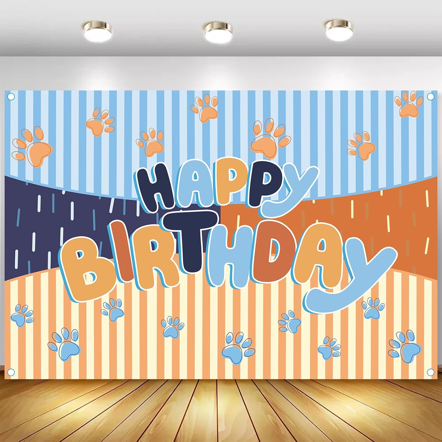MIKLIfez Cartoon Blue Dog Birthday Banner 5x3ft