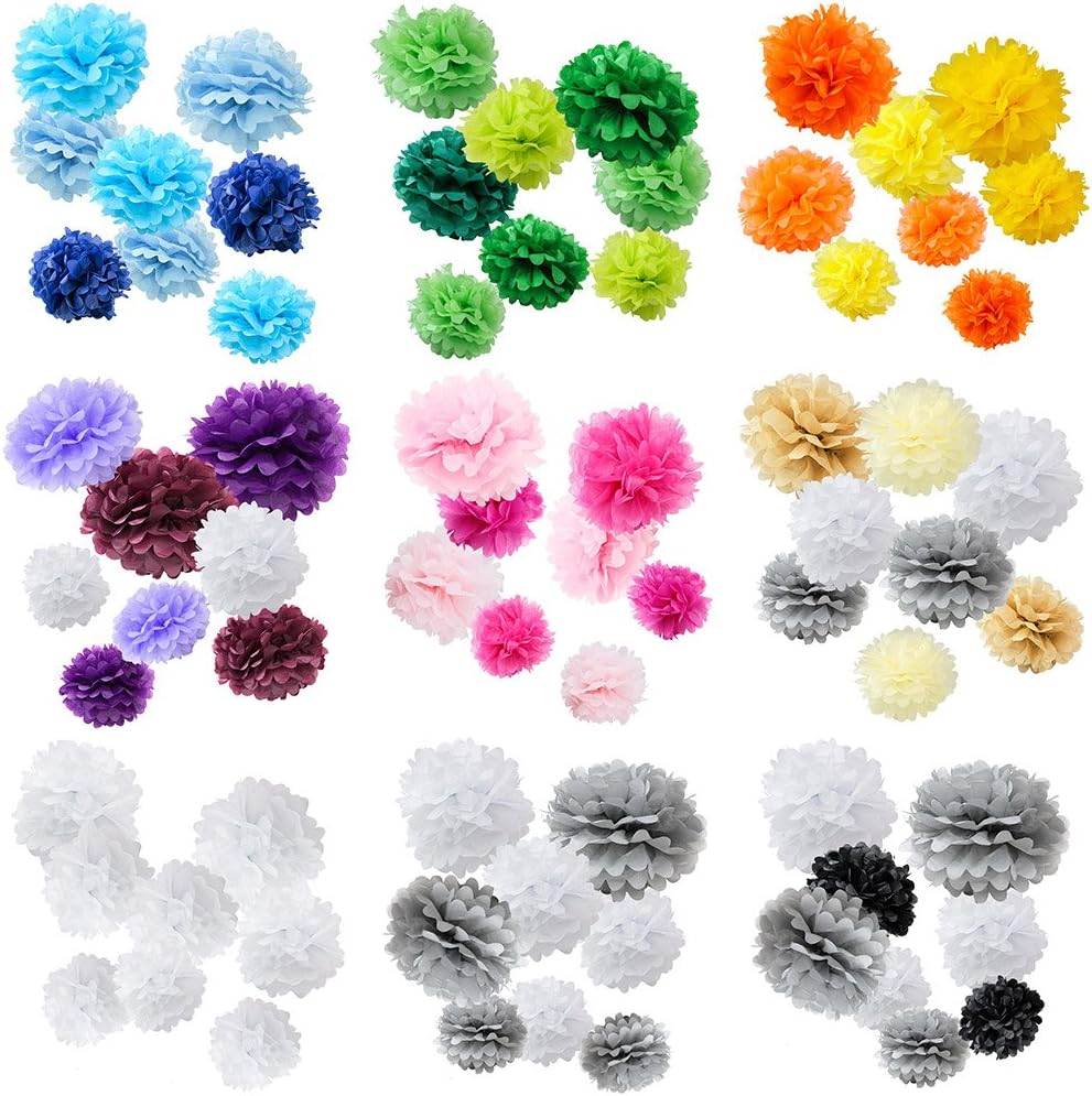 WYZworks Set of 8 Pink Tissue Pom Poms Decorations