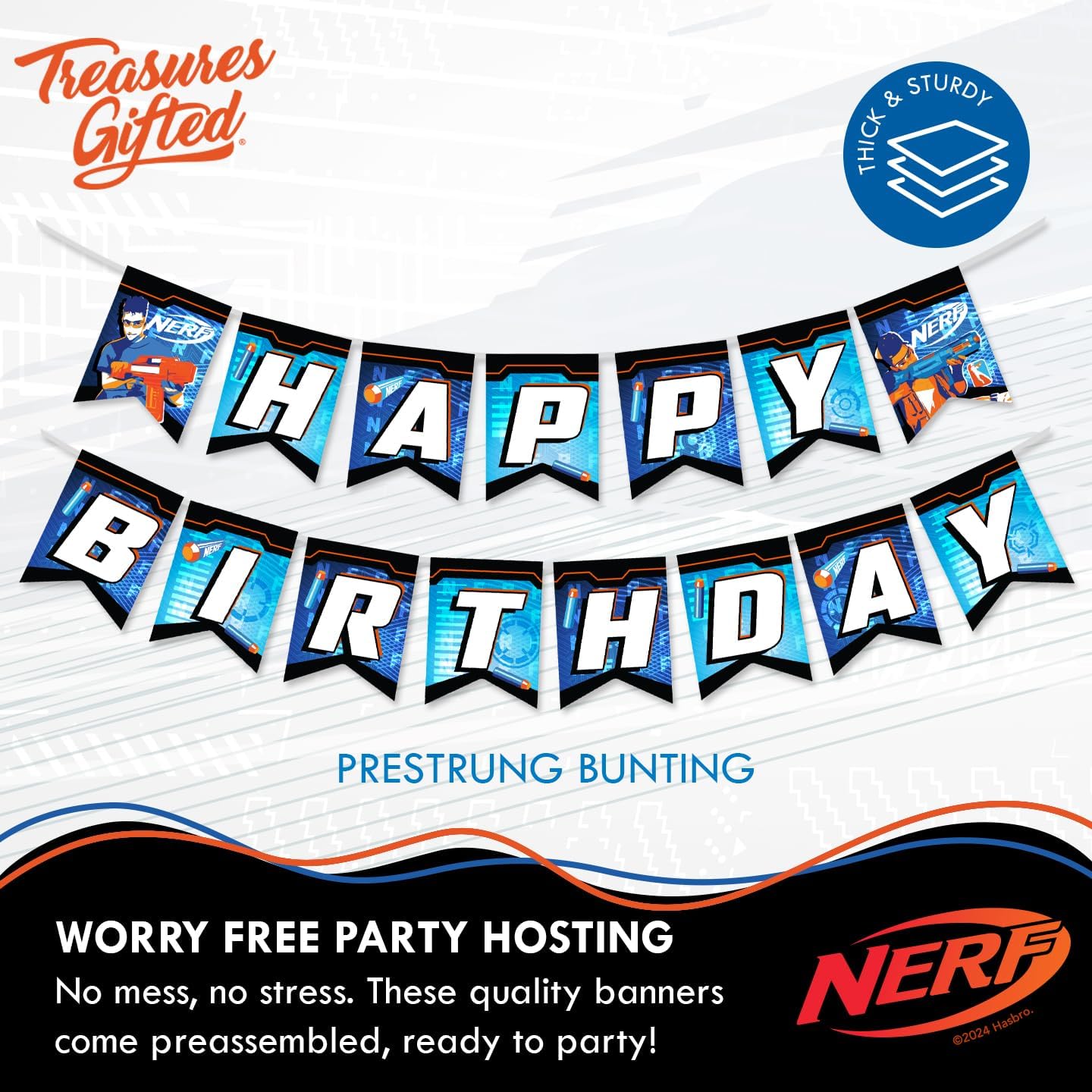 Officially Licensed Nerf Birthday Banner for Kids Party Decorations