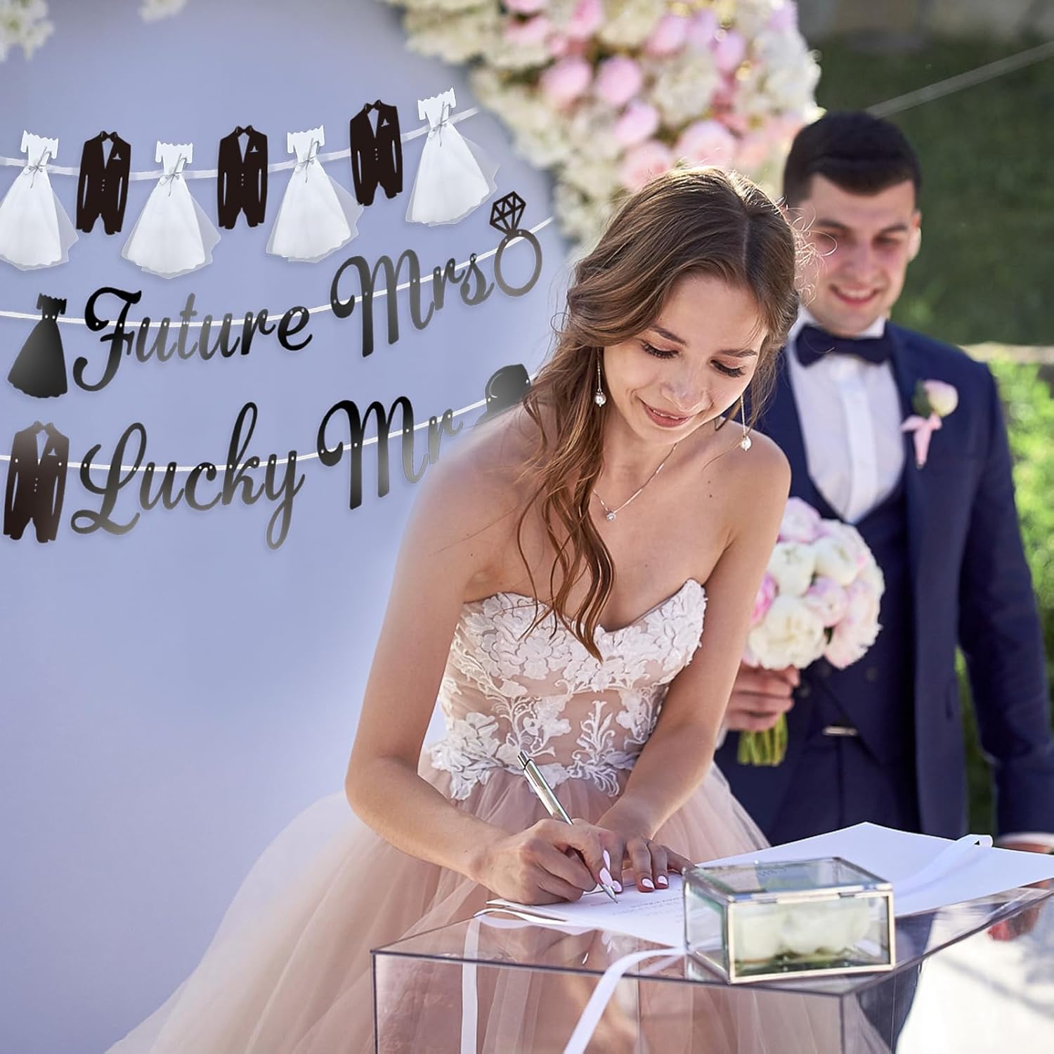 Future Mrs Lucky Mr Banner for Bridal Shower Decorations