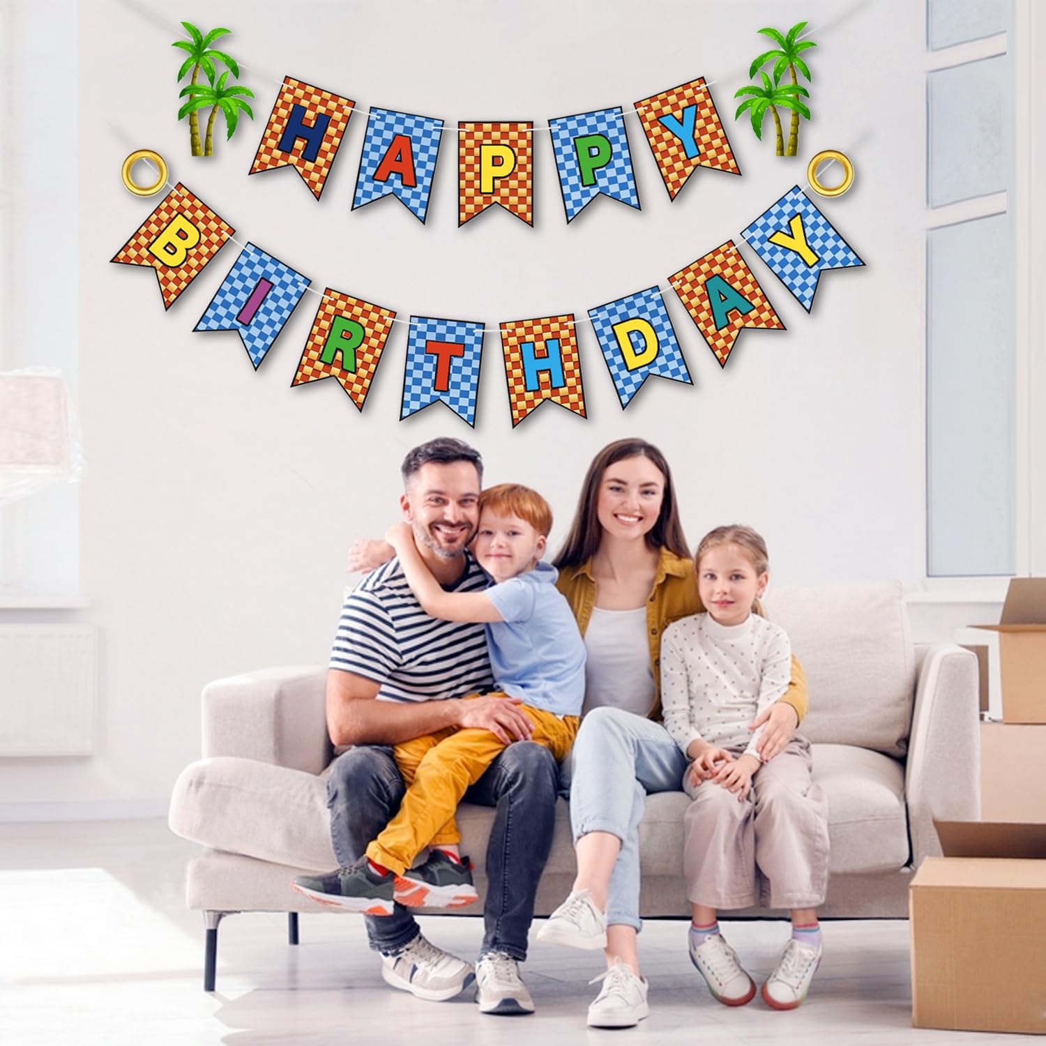 Happy Birthday Banner Decorations with Hedgehog Theme