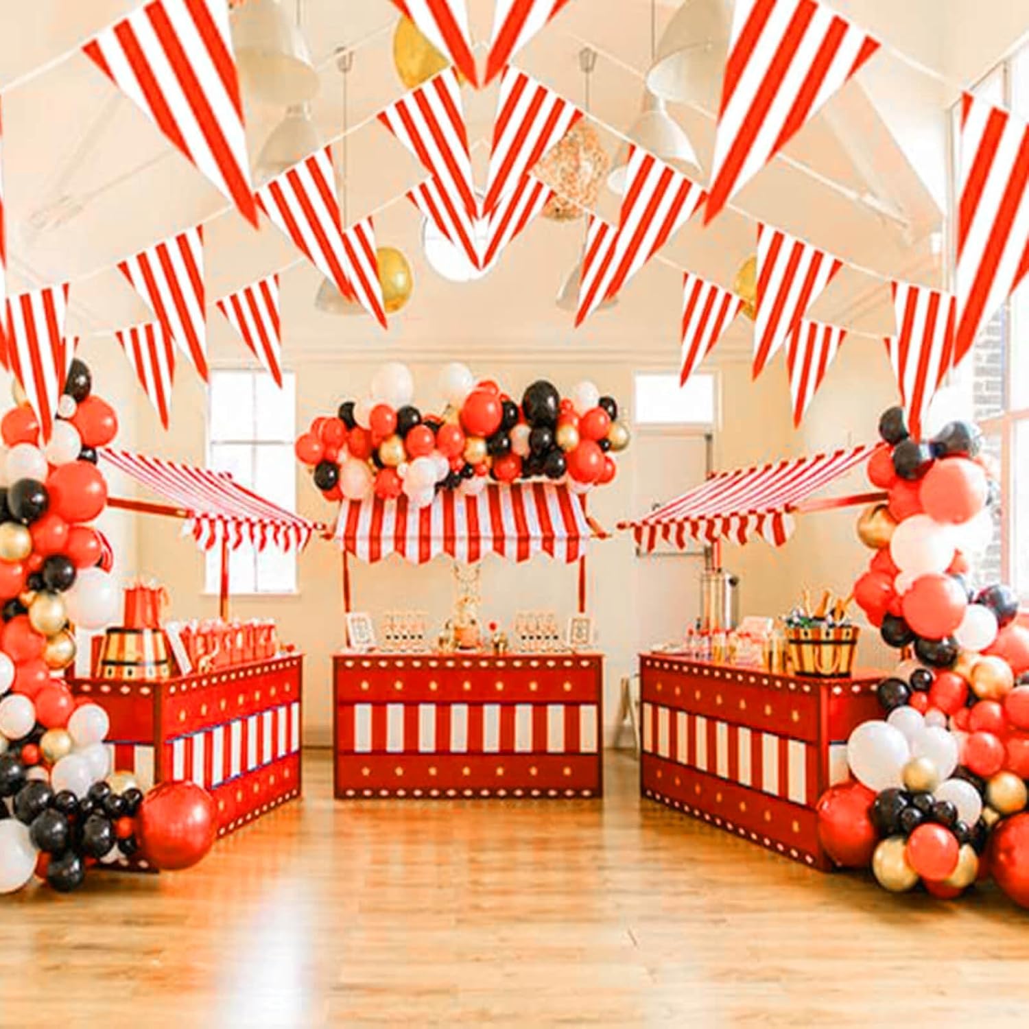Piokio 100ft Red White Striped Pennant Banner