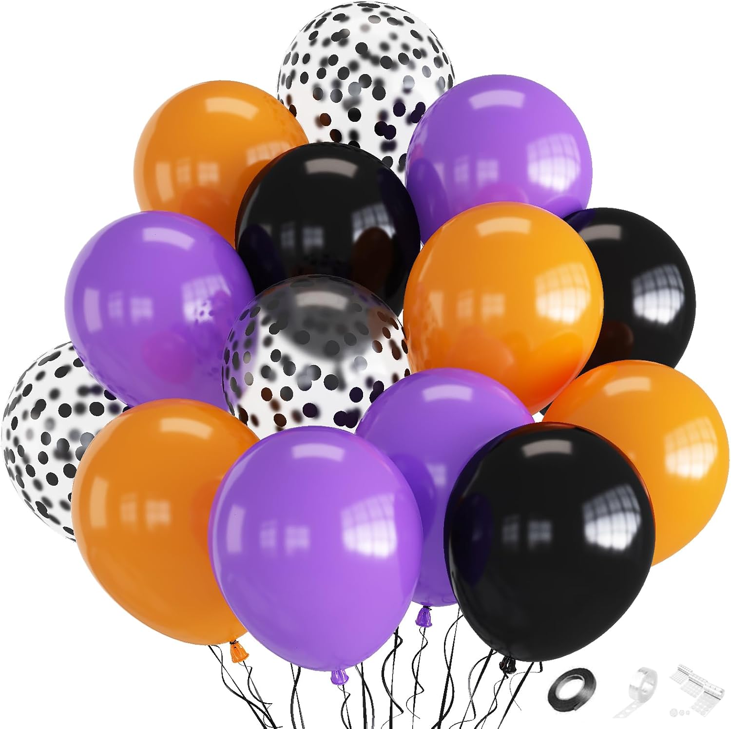 70pcs Orange Purple Black Balloons for Halloween Party Decorations