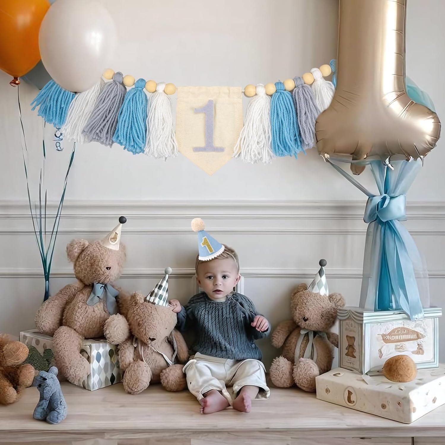 1st Birthday Decorations Set Blue