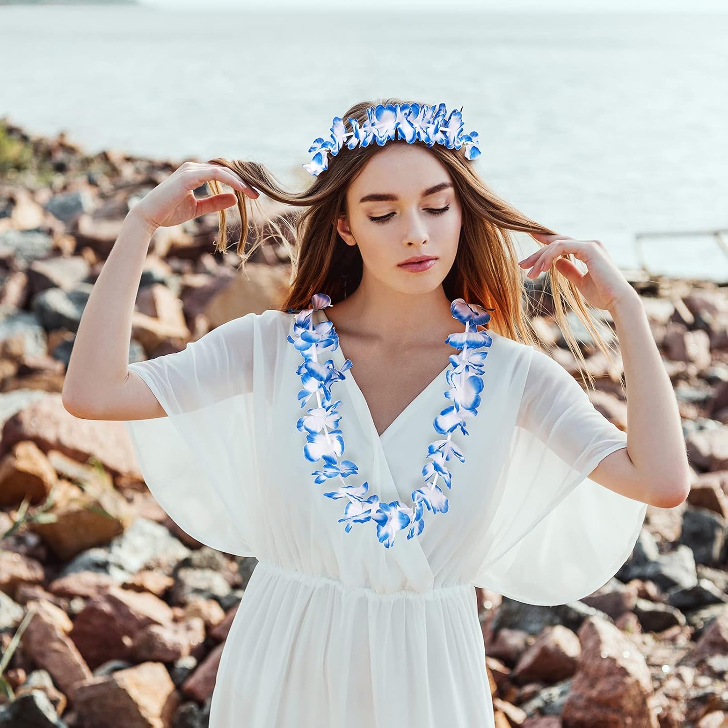 HongyiTime 56 Piece Hawaiian Lei Set