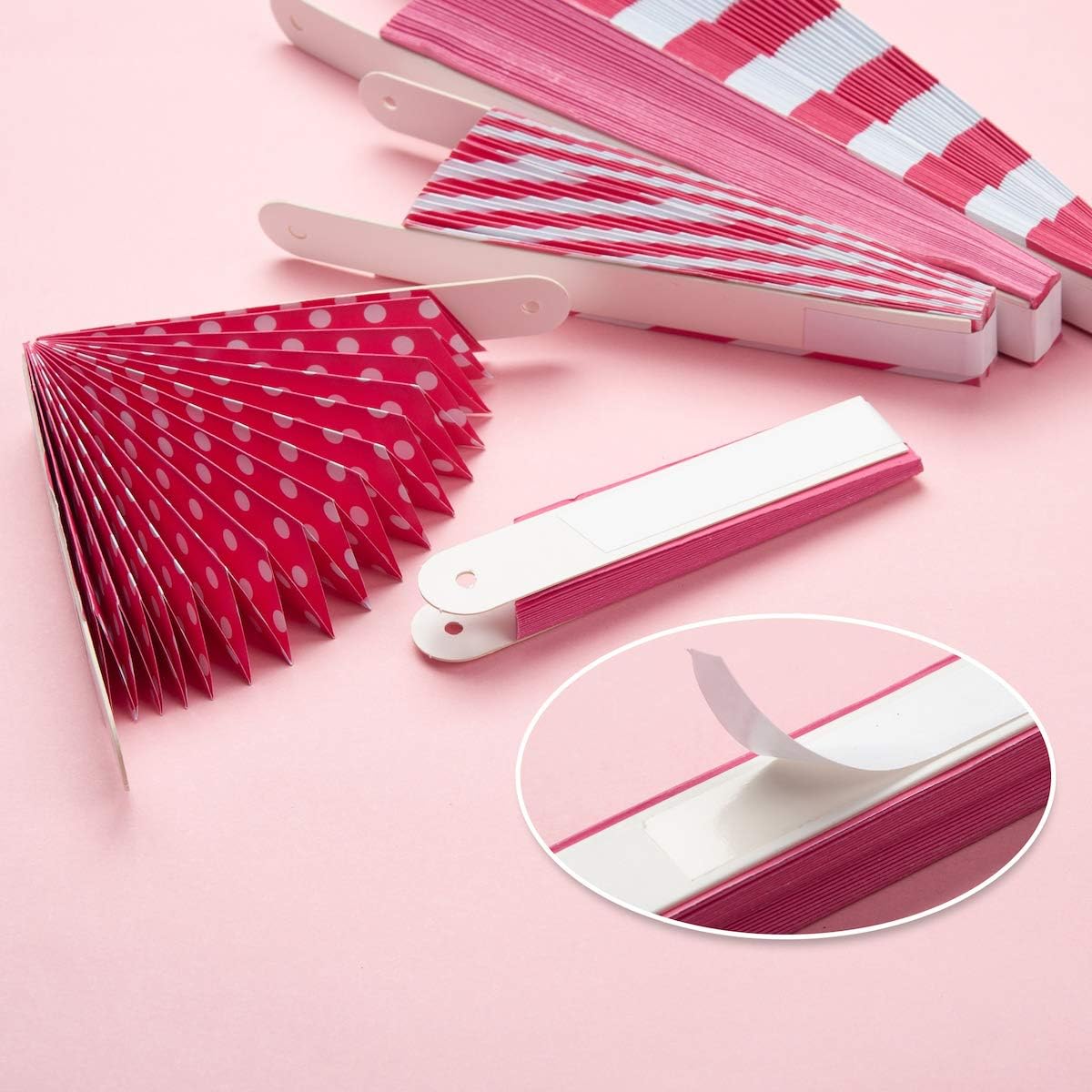 ONUPGO 12PCS Pink Fiesta Paper Fans Decorations