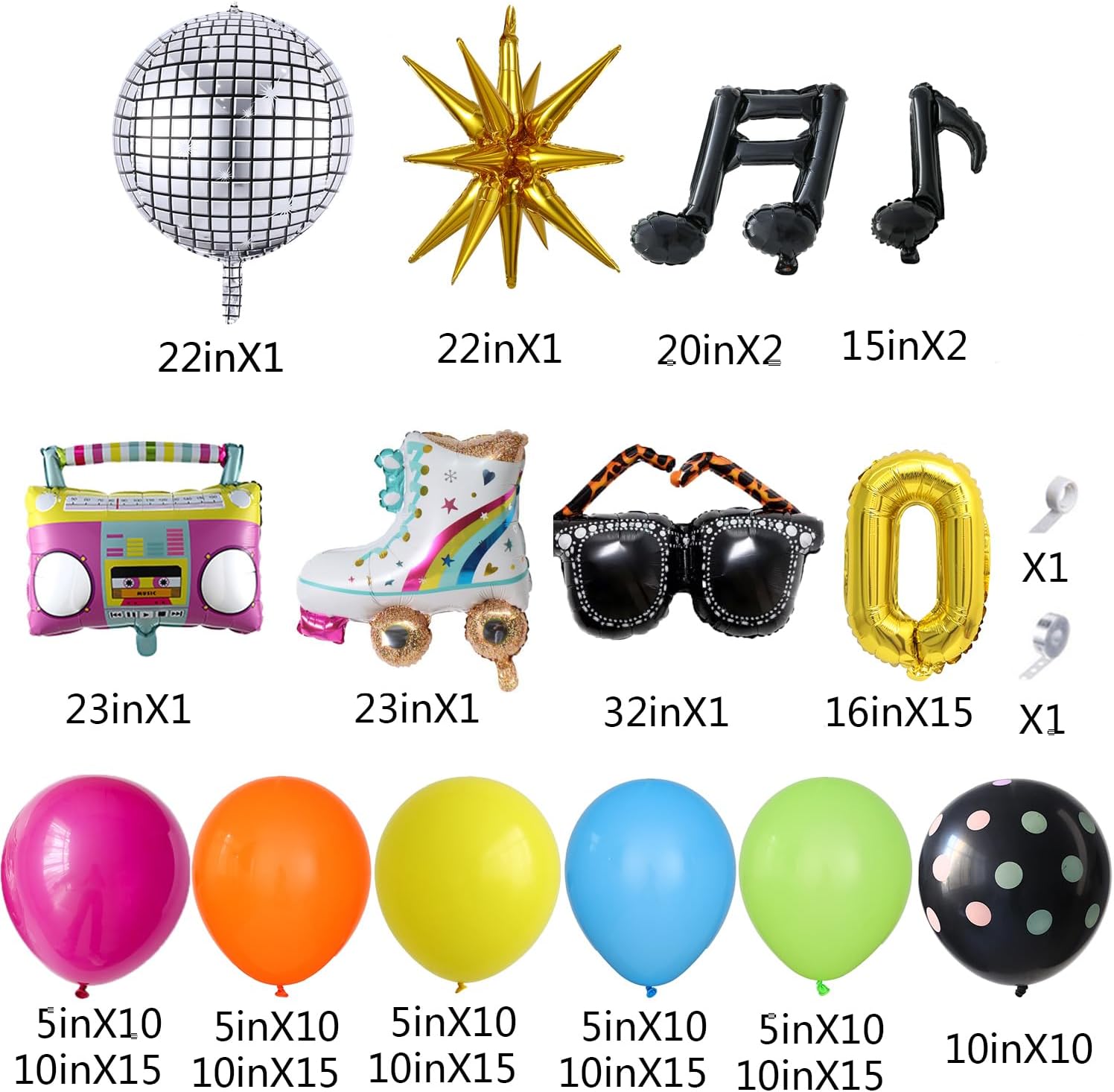 80s 90s Disco Party Decorations 161Pcs Rainbow Balloon Arch Kit