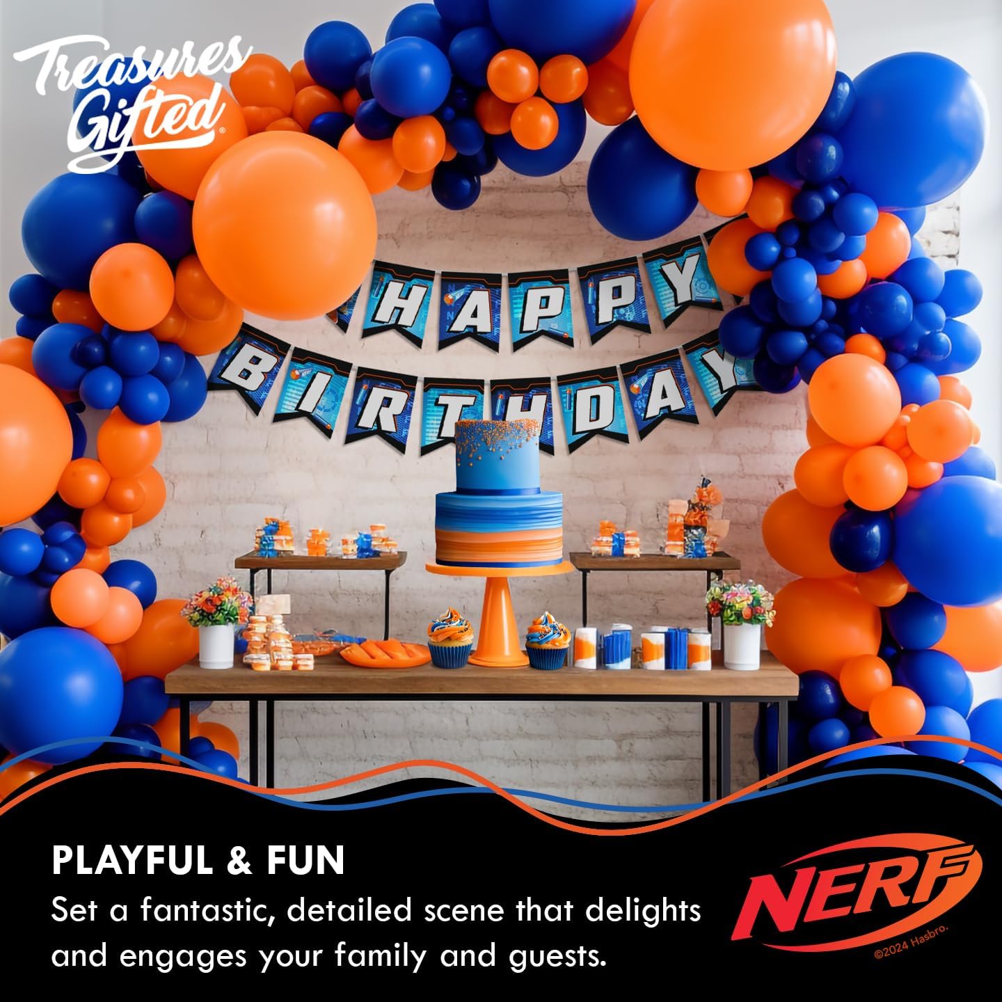 Officially Licensed Nerf Birthday Banner for Kids Party Decorations