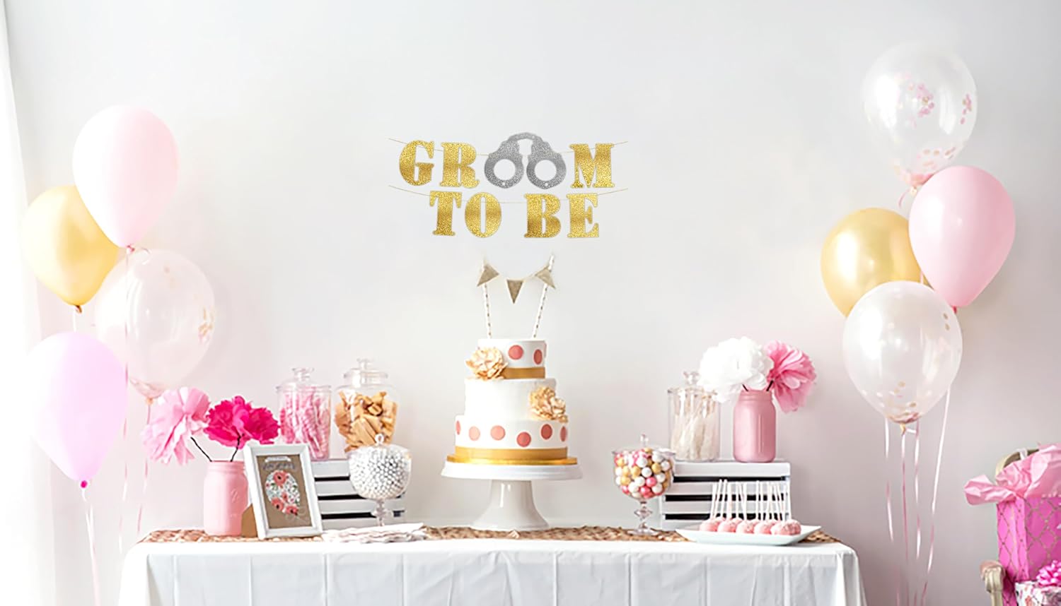 Groom to Be Gold Glitter Banner - Bachelor Party Decor