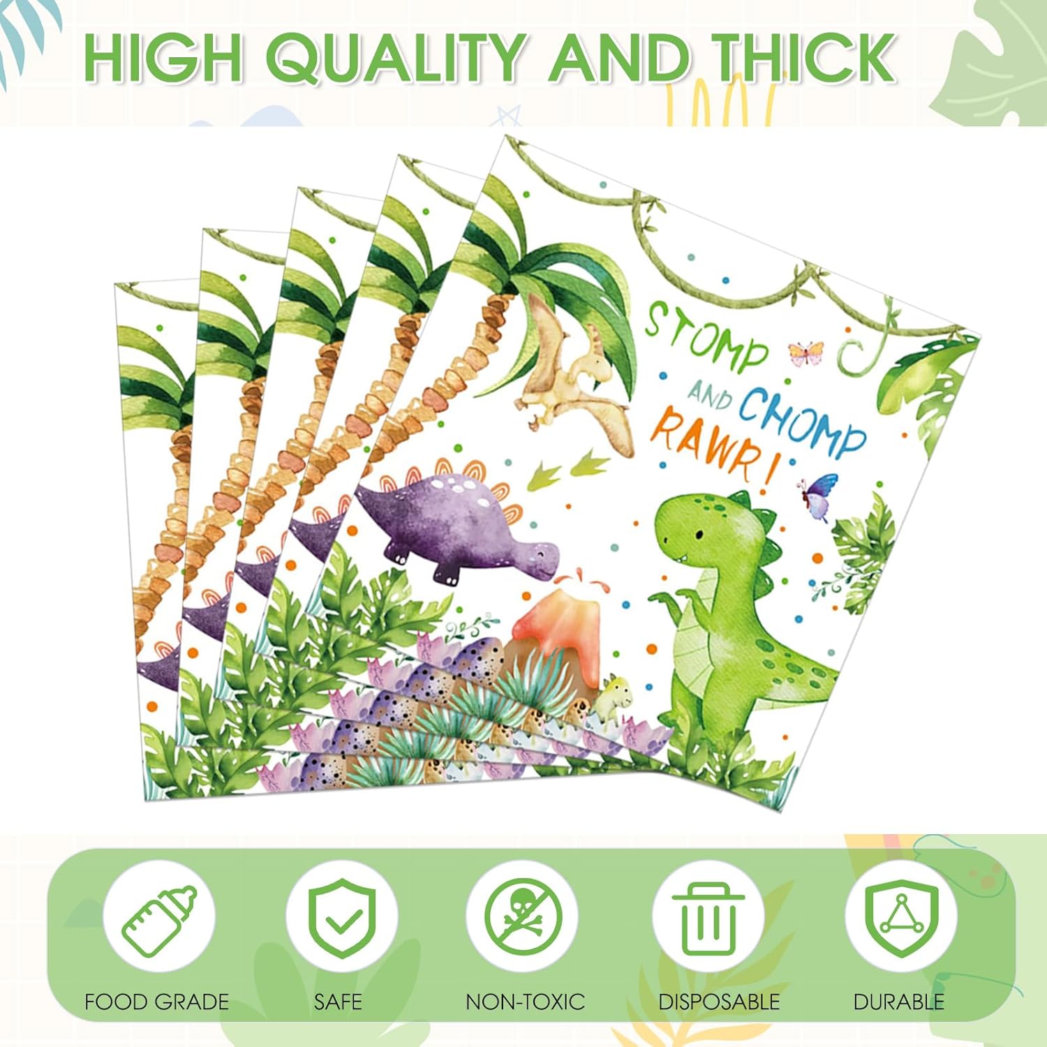 Xiliconie Dinosaur Napkins 40 pcs 2 ply birthday party decorations