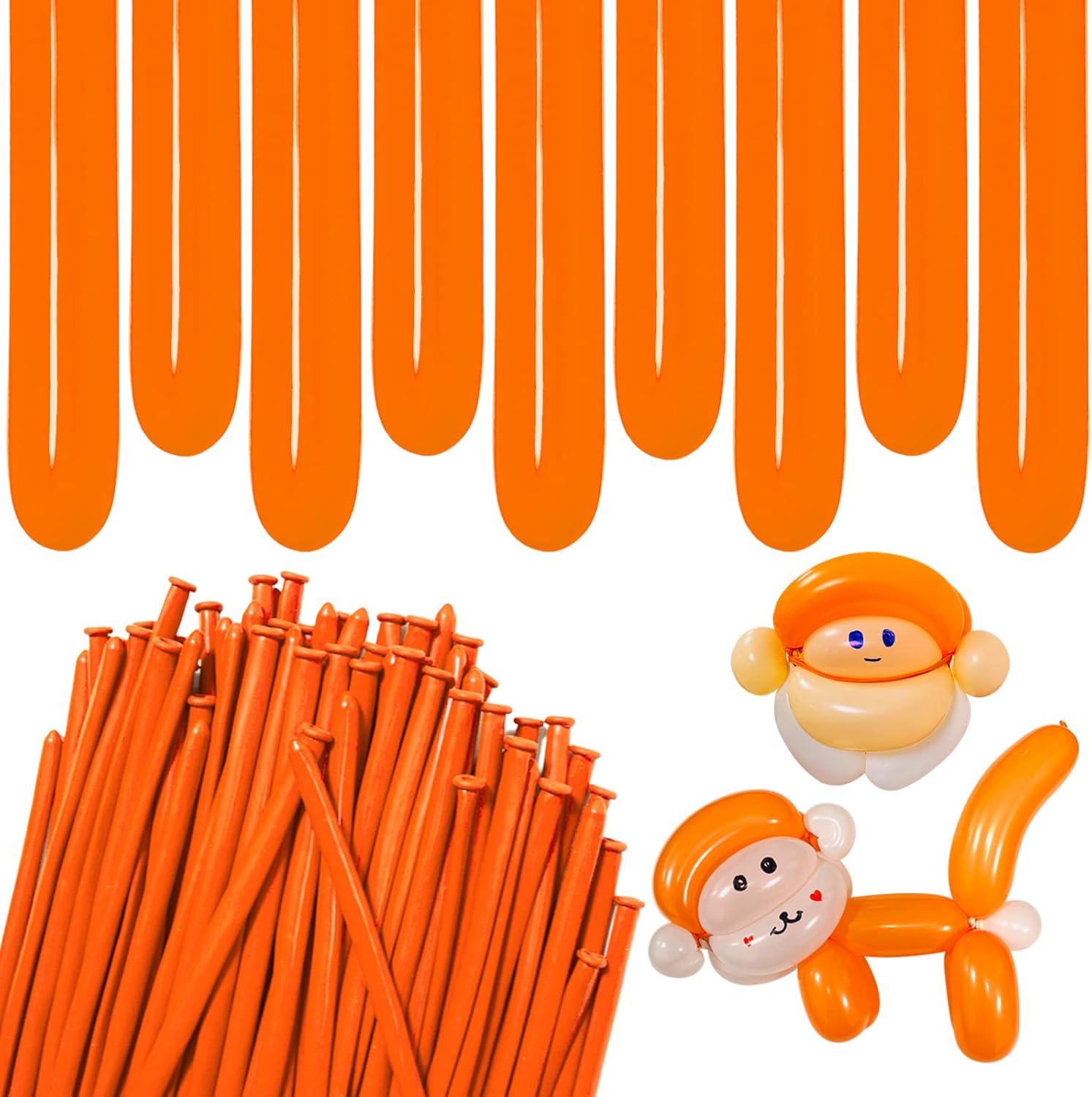Orange 260 Long Skinny Twisting Balloons 100pcs