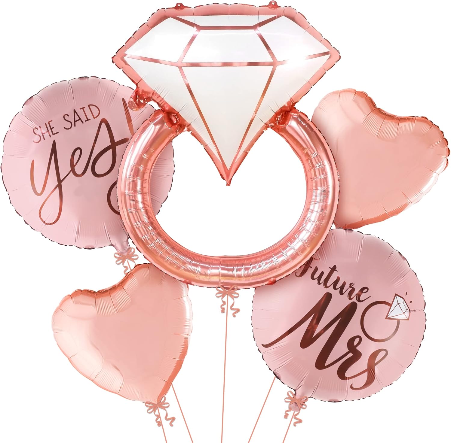 KatchOn Diamond Ring Foil Balloon Set Pack of 5