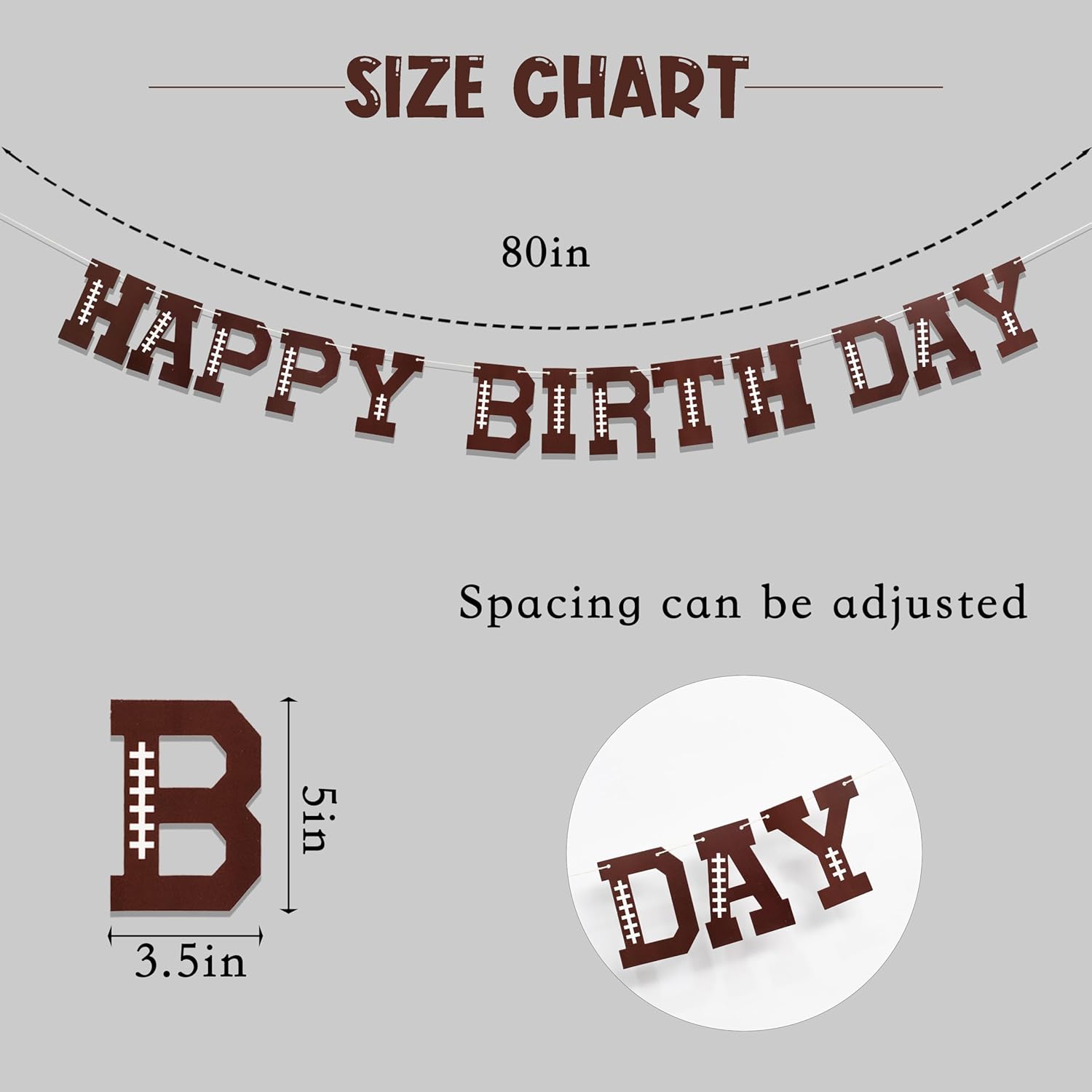 Football Birthday Banner with Rugby Stitching