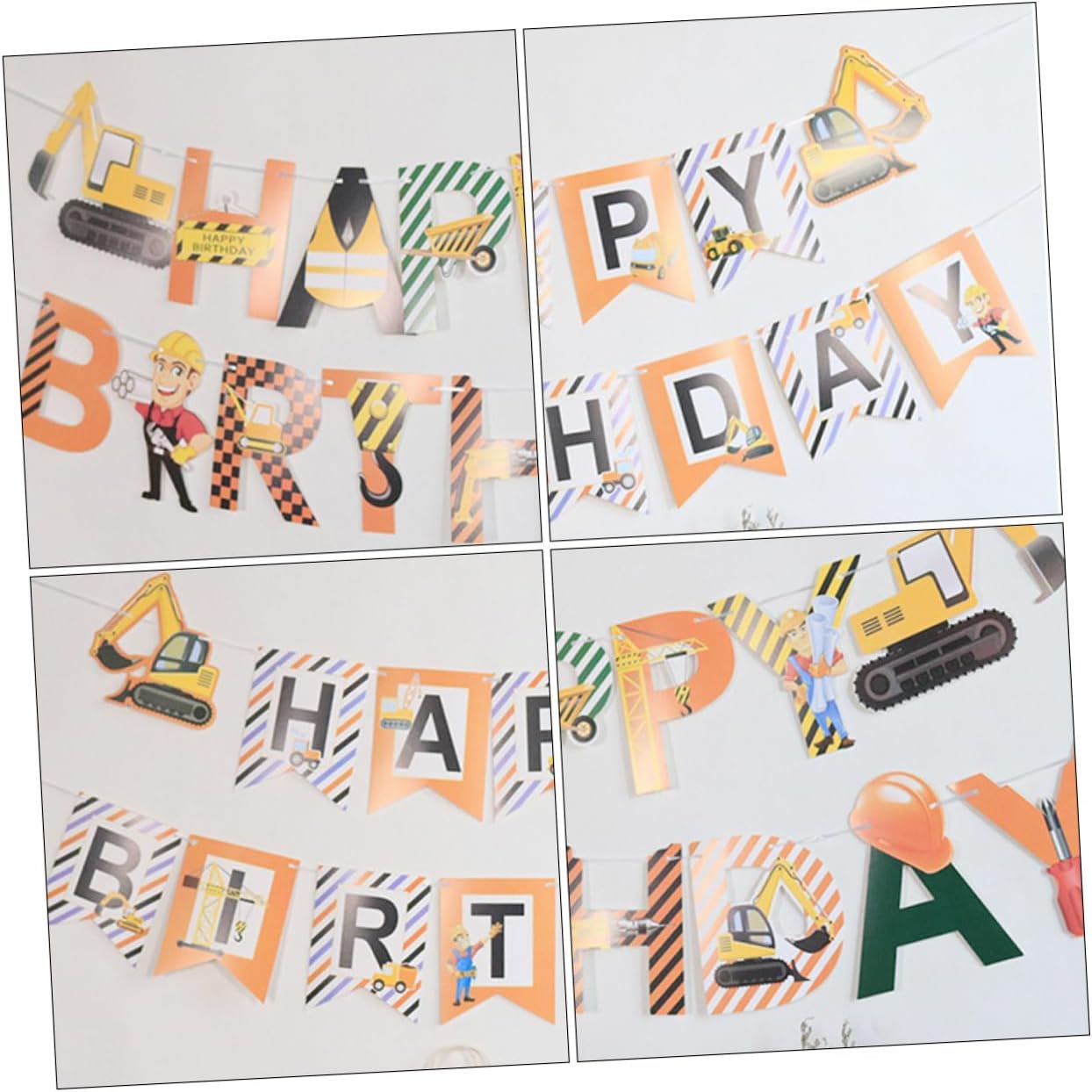 2pcs Car Themed Birthday Hanging Flags for Boys and Girls