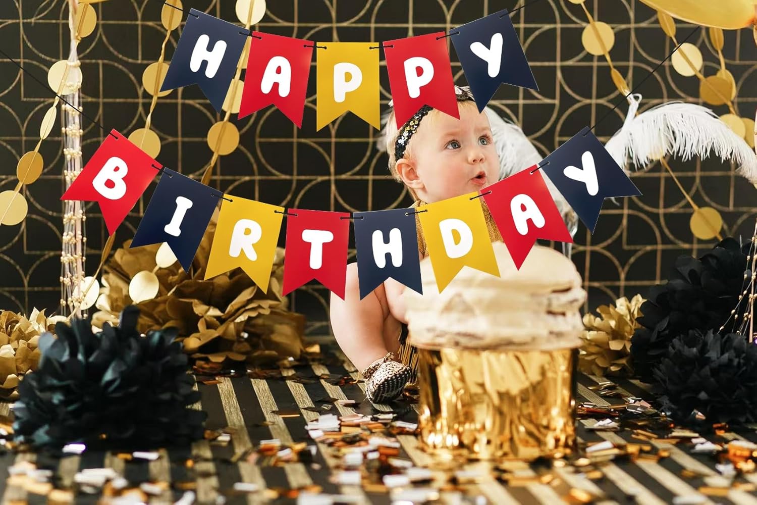 Runhiskii Happy Birthday Banner Decorations for Kids Party