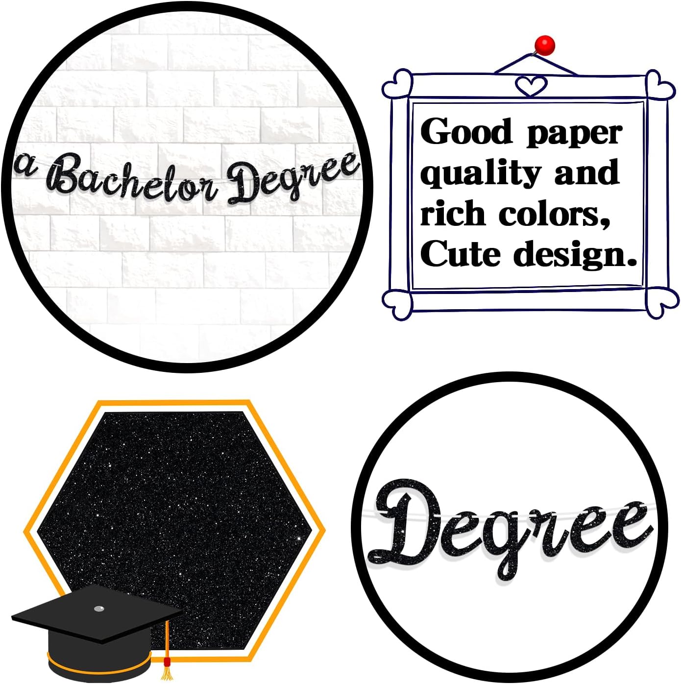 Badass Bachelor Degree Graduation Banner with Black Glitter