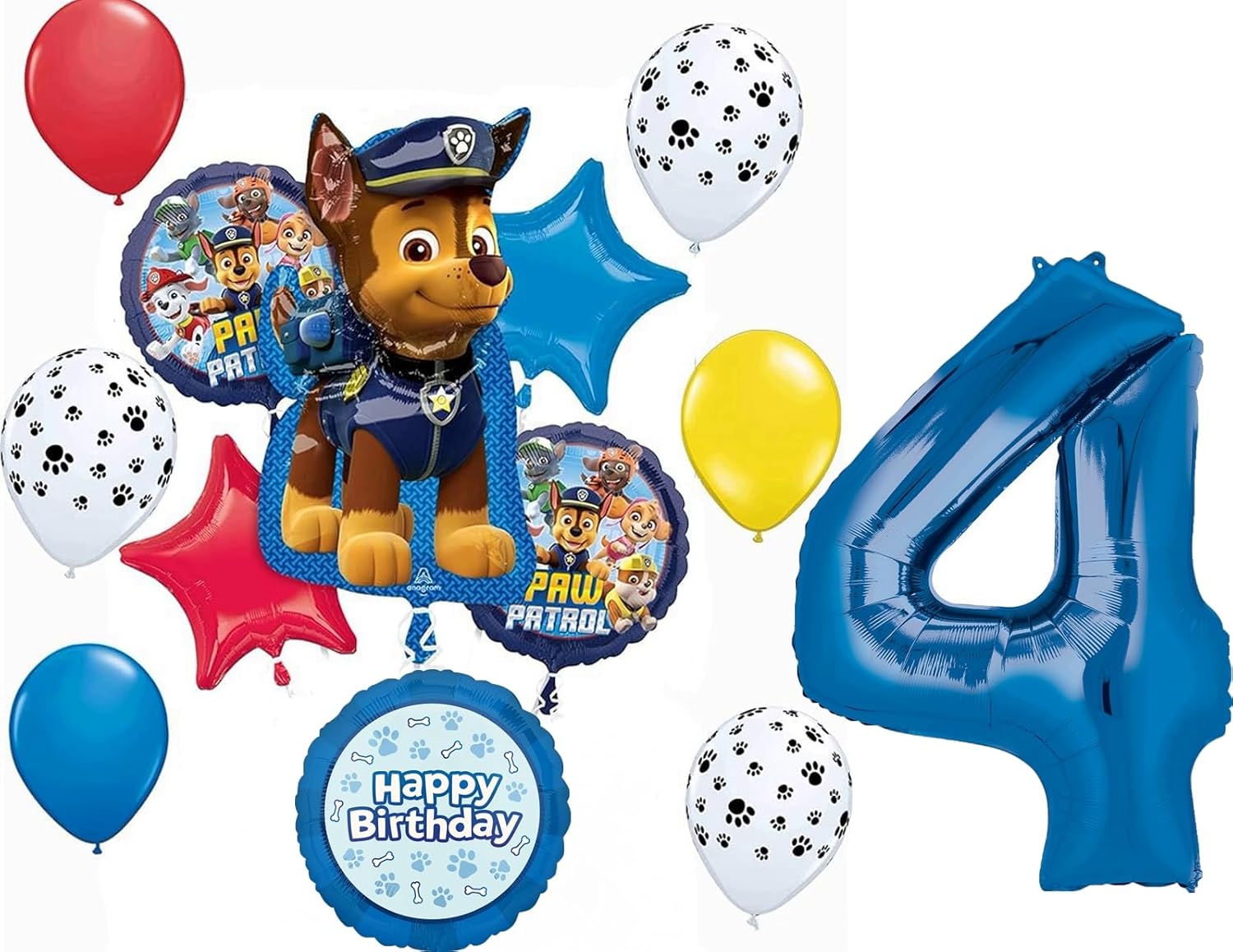 Anagram Paw Pups on Patrol 4th Birthday Balloon Decorations
