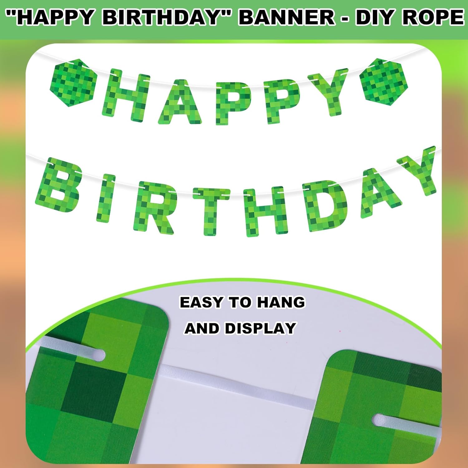 Miner Theme Birthday Banner Decorations Set