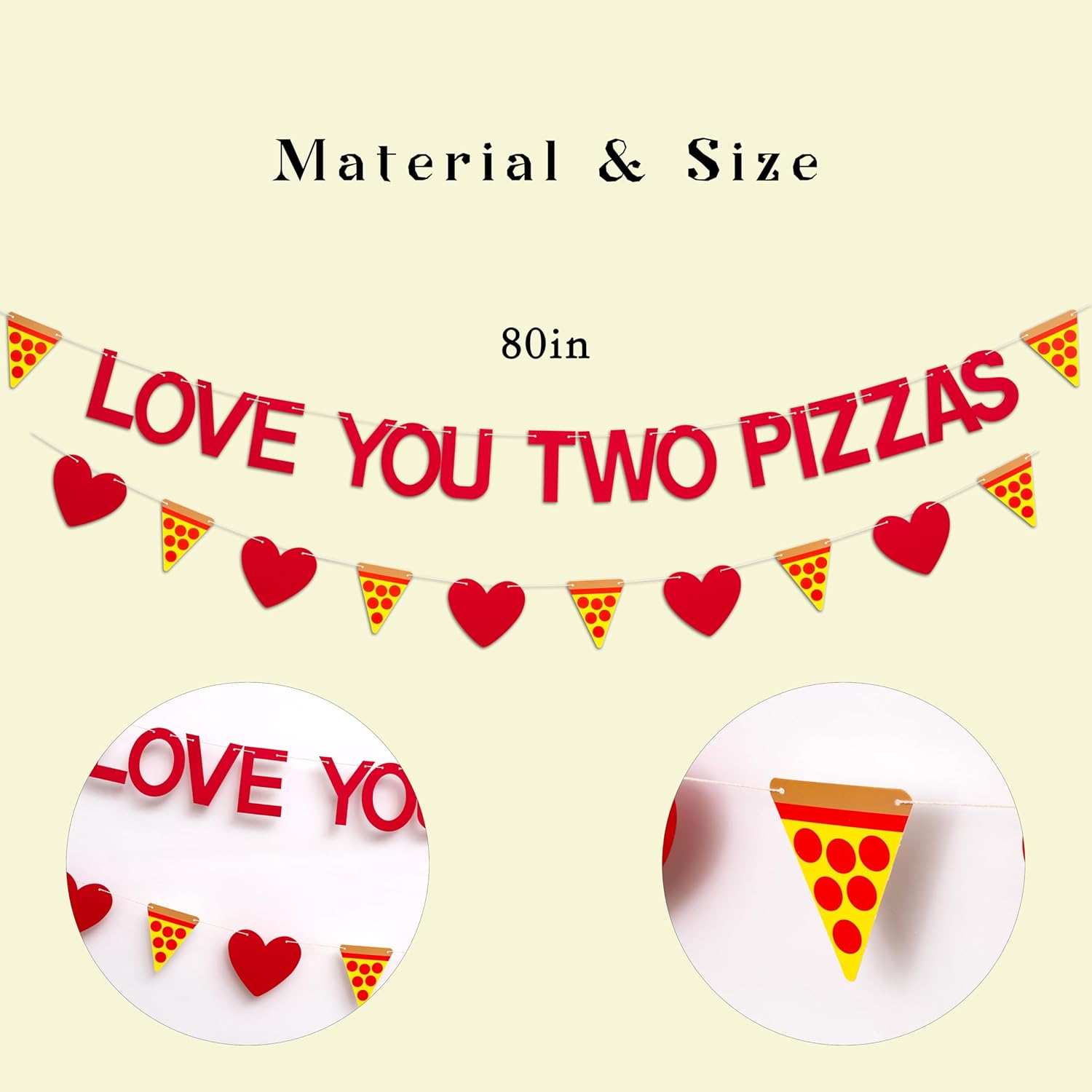 Love You Two Pizzas Banner Valentines Day Decor