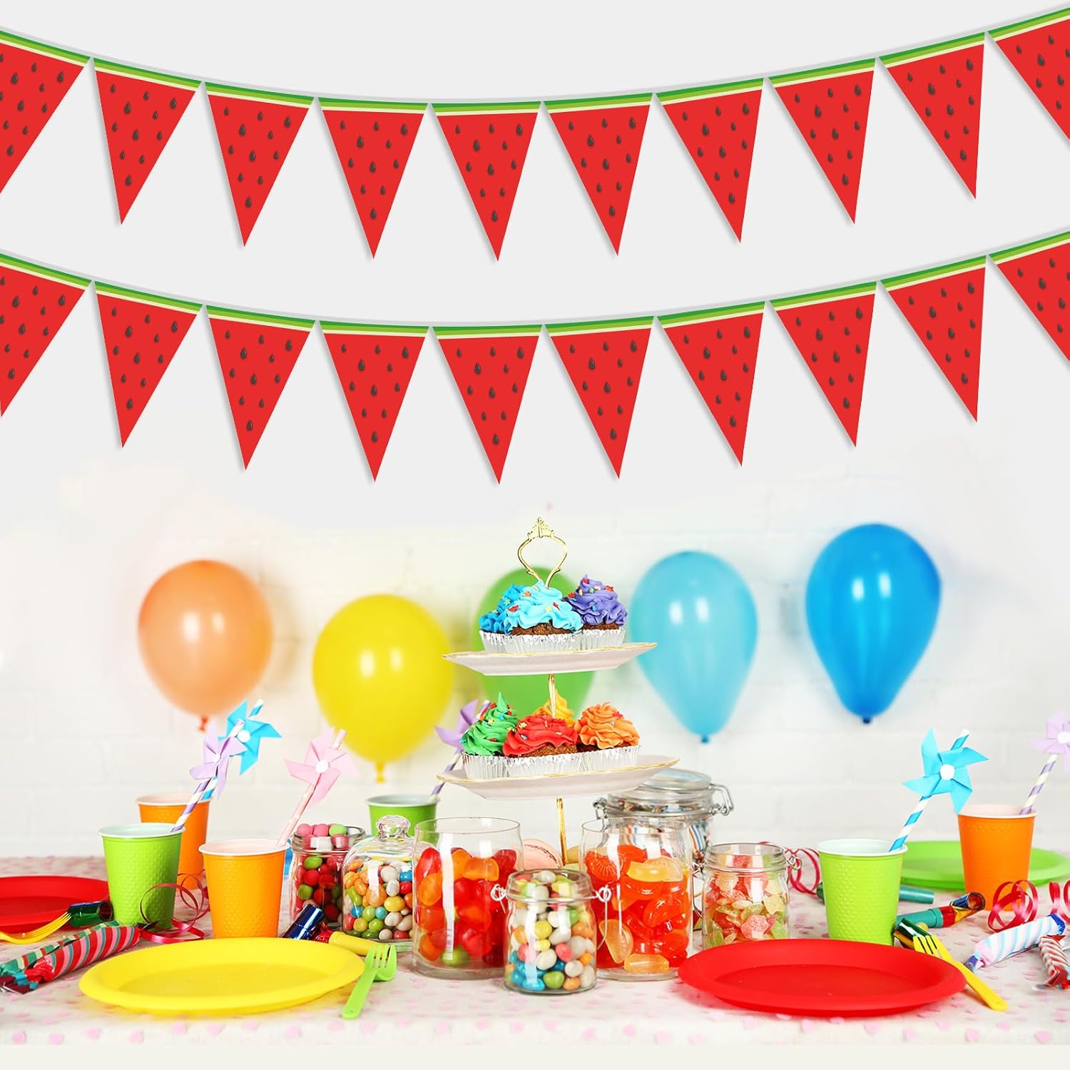 5 Pcs Watermelon Banner Garland Summer Decorations