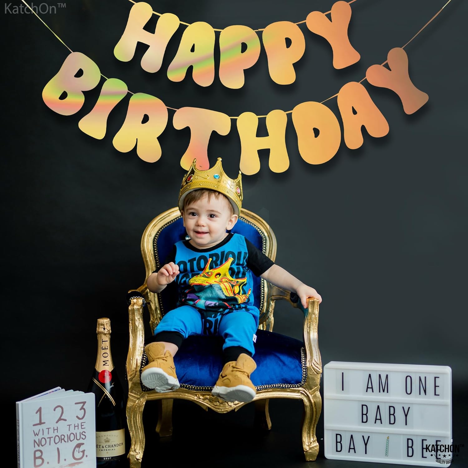 Iridescent Gold Happy Birthday Banner 10 Feet Prestrung