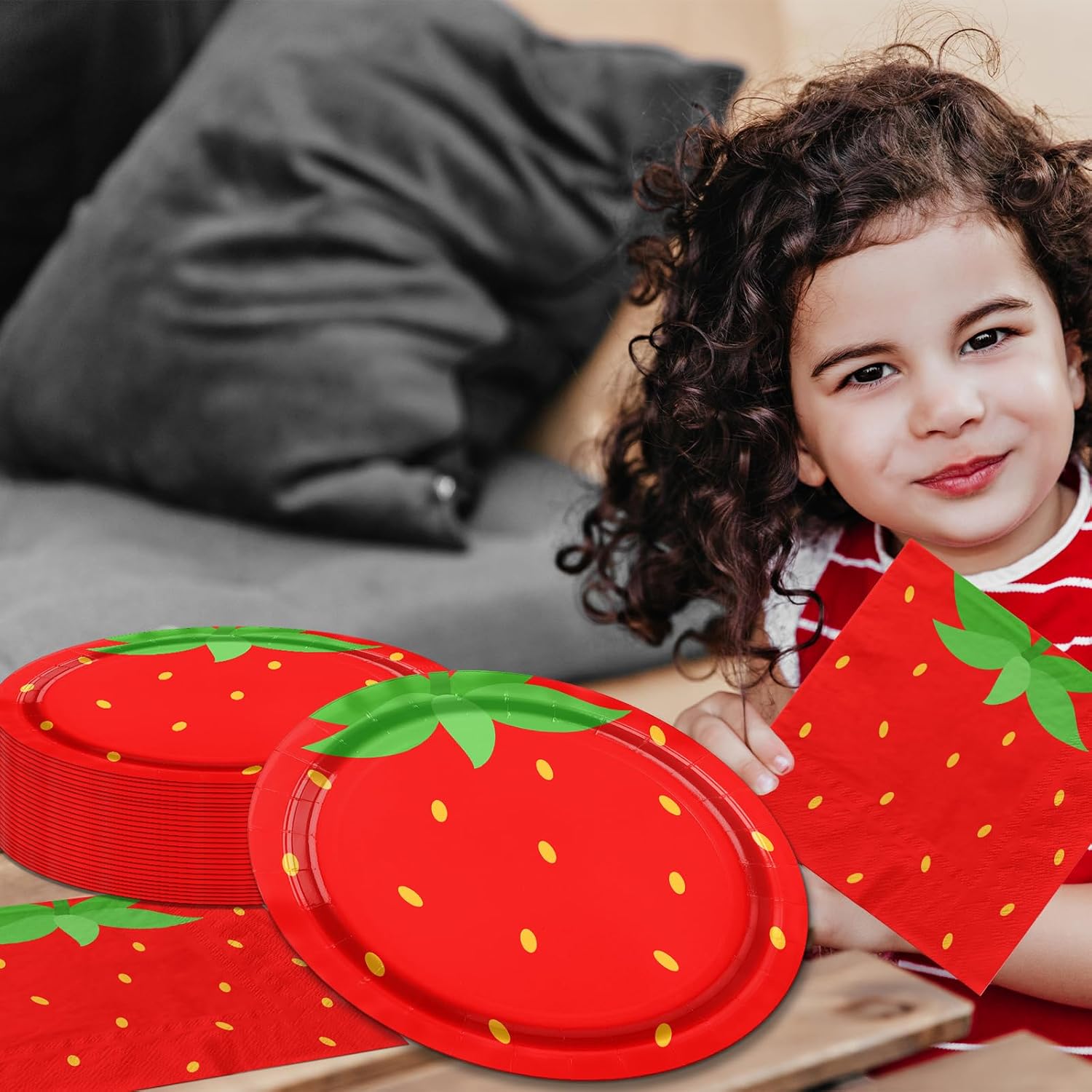 Strawberry Themed Tableware Set for Kids First Birthday