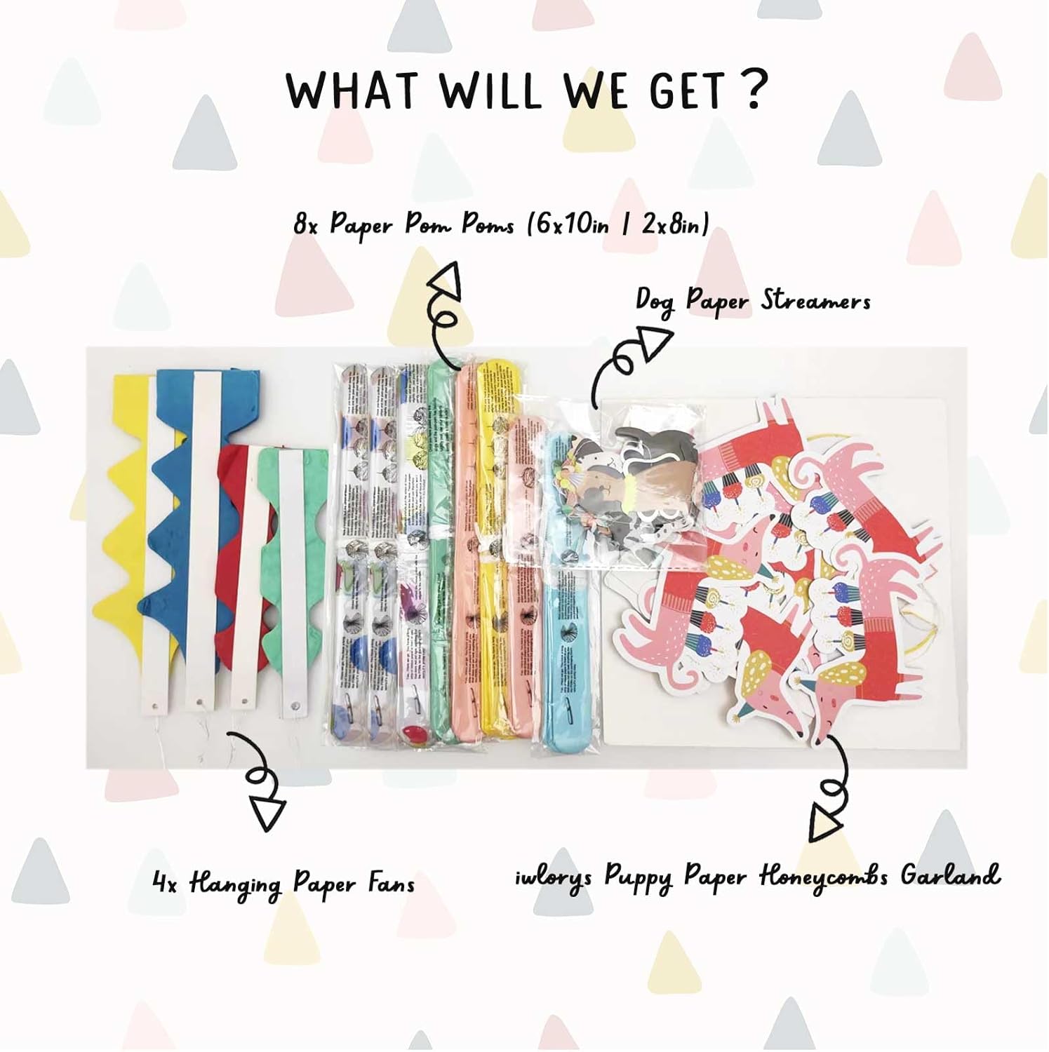Dog Party Decorations with Pom Poms Fans and Garland