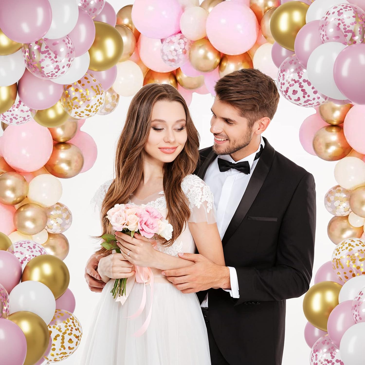 RUBFAC 65pcs Pink Gold Balloons Party Kit