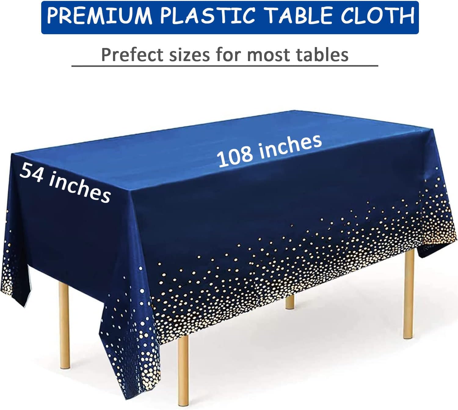 Navy Blue Tablecloths 2 Pcs - Glittery Graduation Party Cover