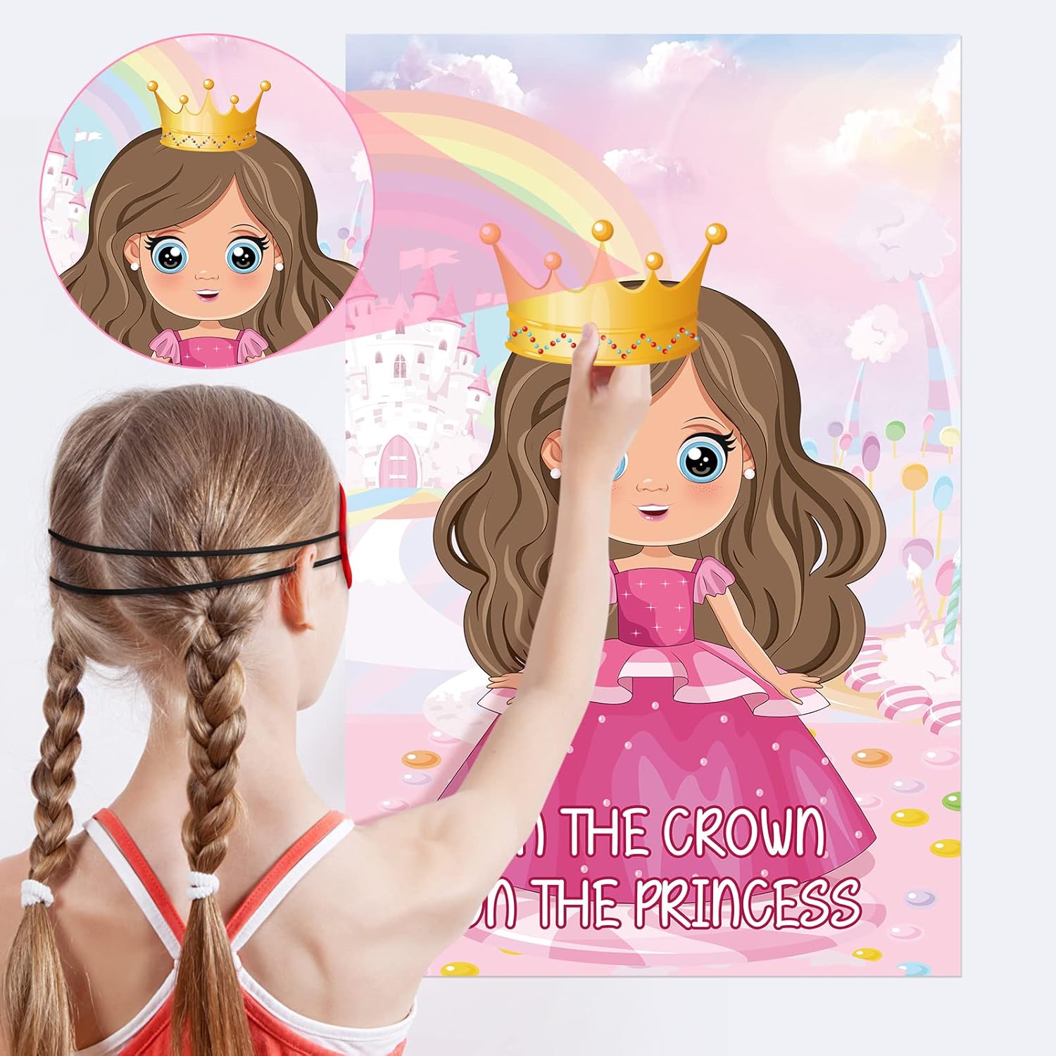 Hooqict Pin The Crown Princess Party Game Set