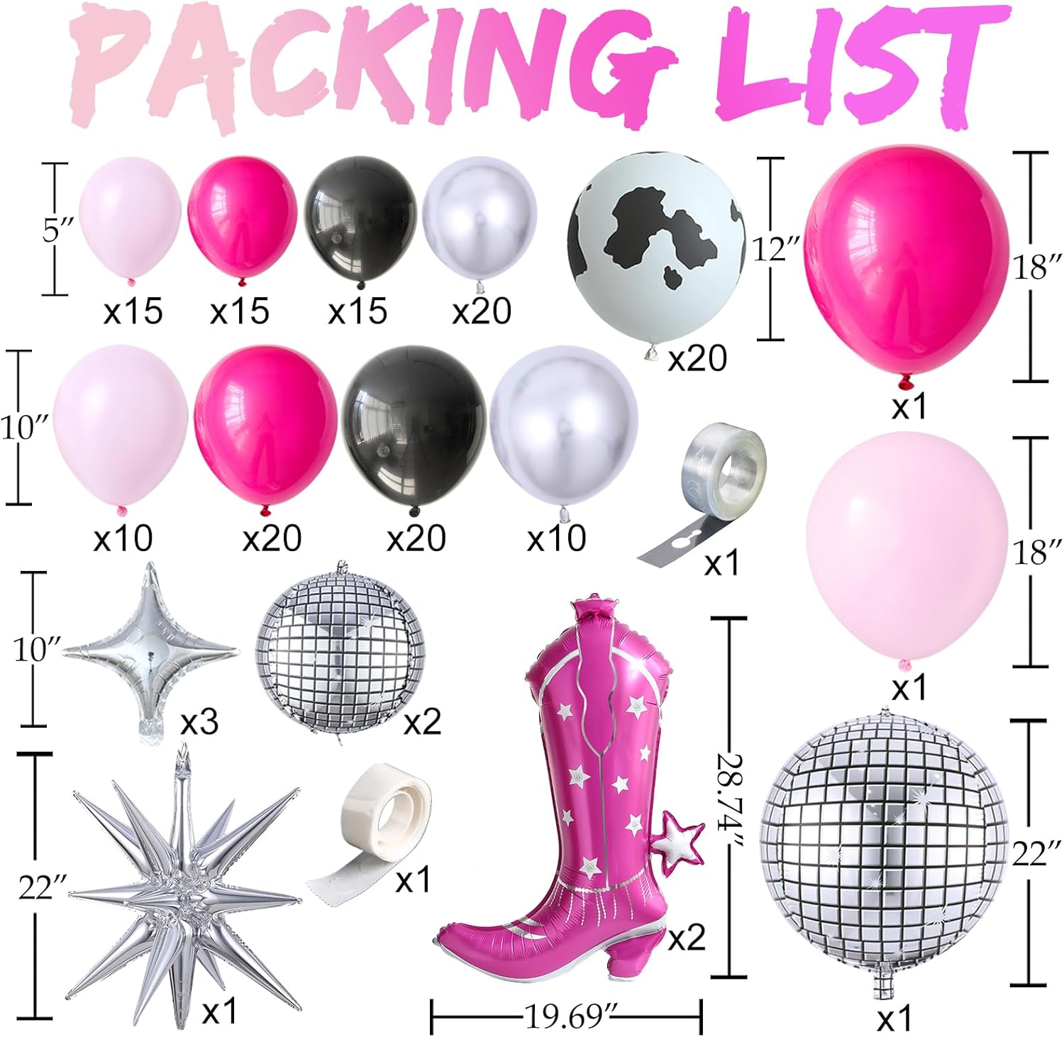 Disco Cowgirl Balloon Arch Kit 158Pcs