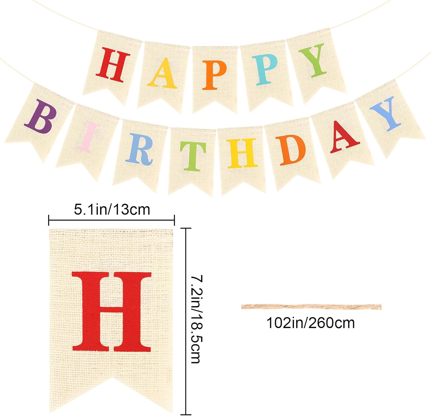 Hooqict Happy Birthday Burlap Banner Sign