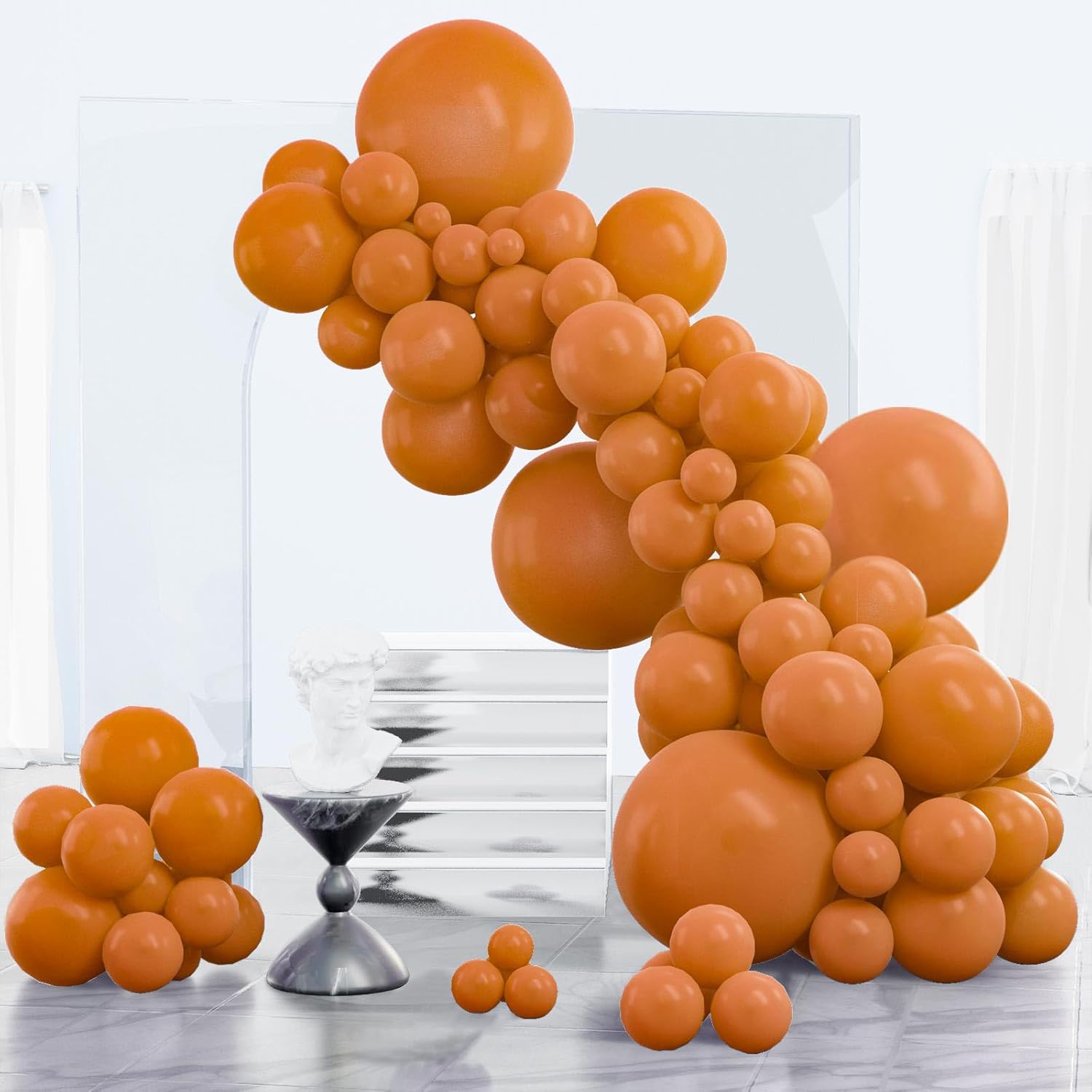 PartyWoo Burnt Orange Balloons 152 Pcs Arch Garland Kit