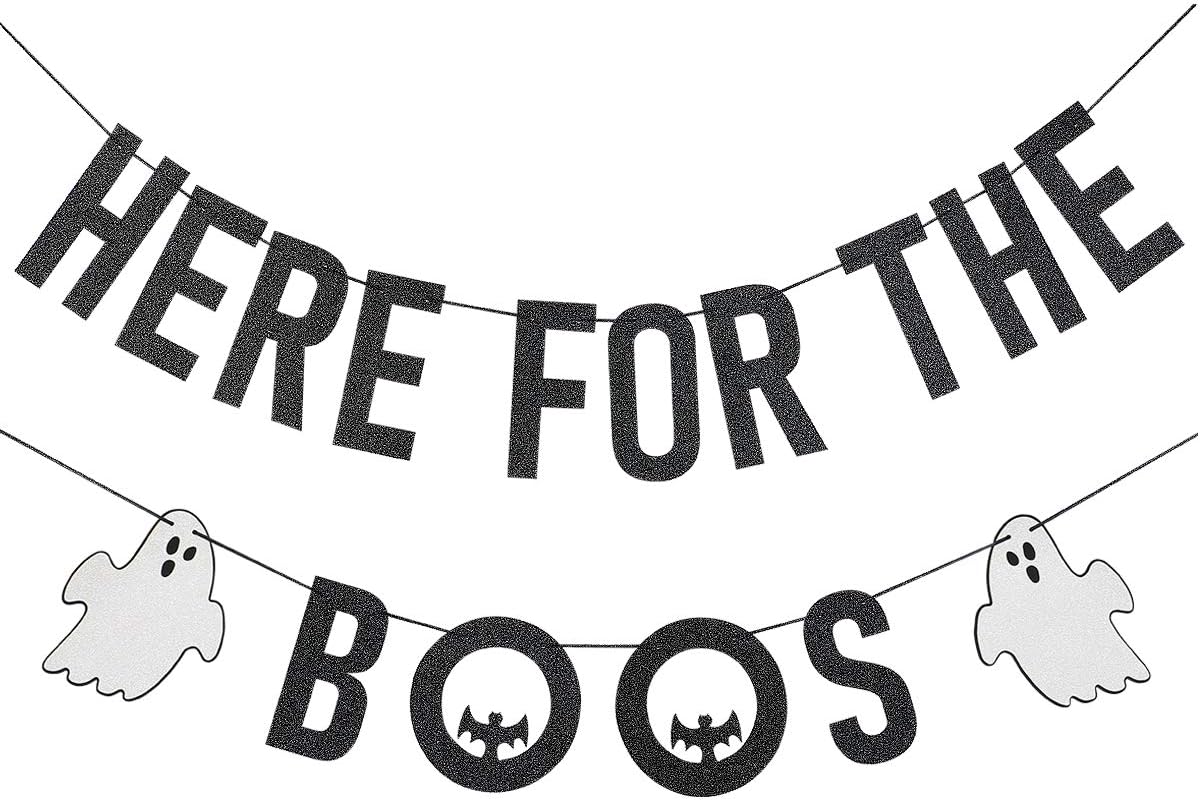 LeeSky Black Here For The Boos Halloween Banner