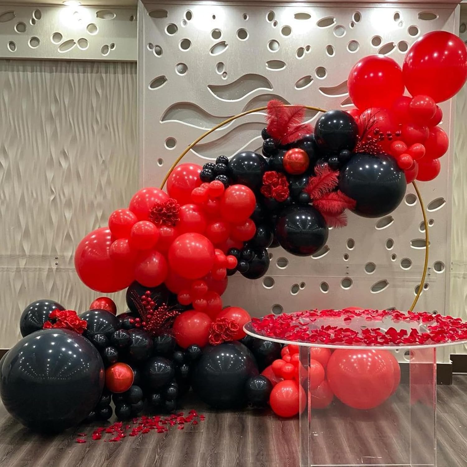 Red and Black Latex Balloons 12 Inch Party Decor Set