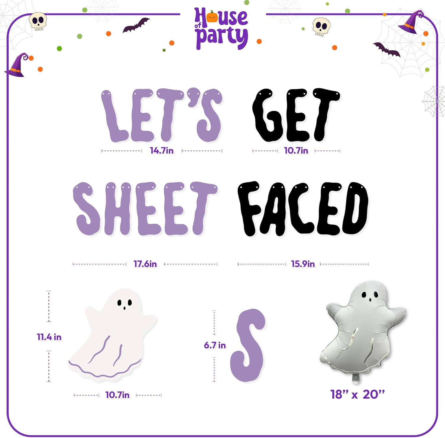 HOUSE OF PARTY Halloween Banner with Foil Balloons
