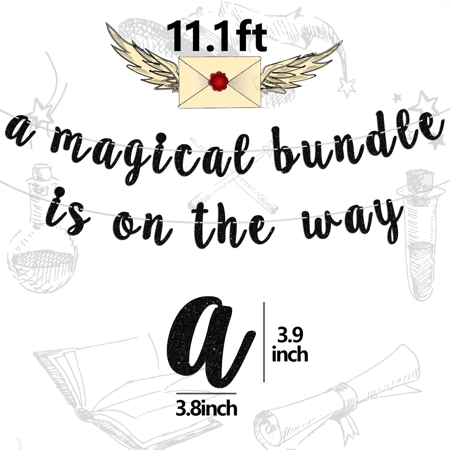 Hequoyer Magical Welcome Baby Banner with Glitter Letters