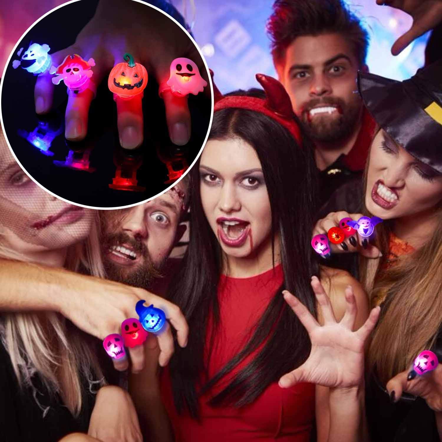 Halloween LED Flashing Ring Set for Kids Adults 50 Pack