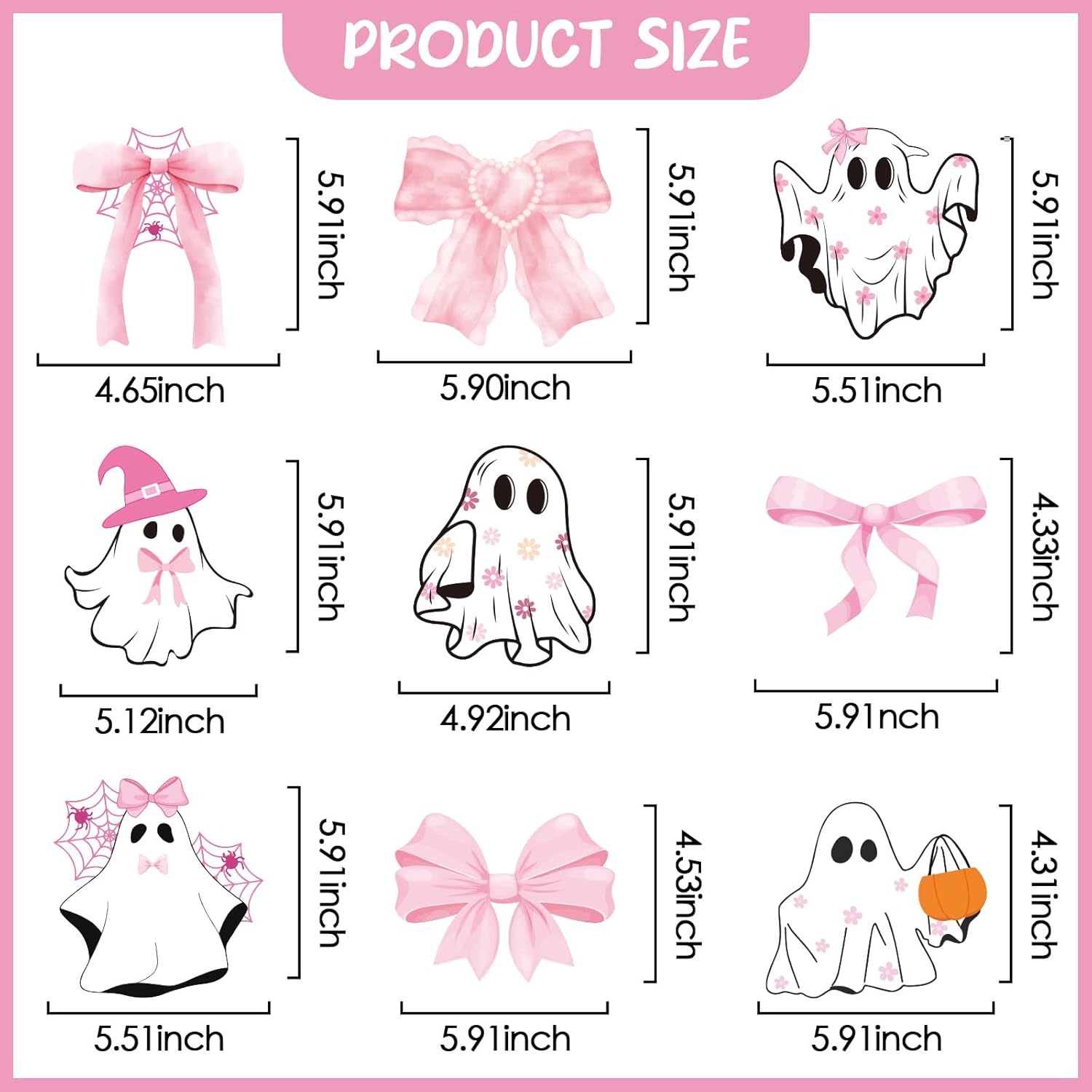 Pink Halloween Party Decorations 12Pcs Happy Boo Day Decor